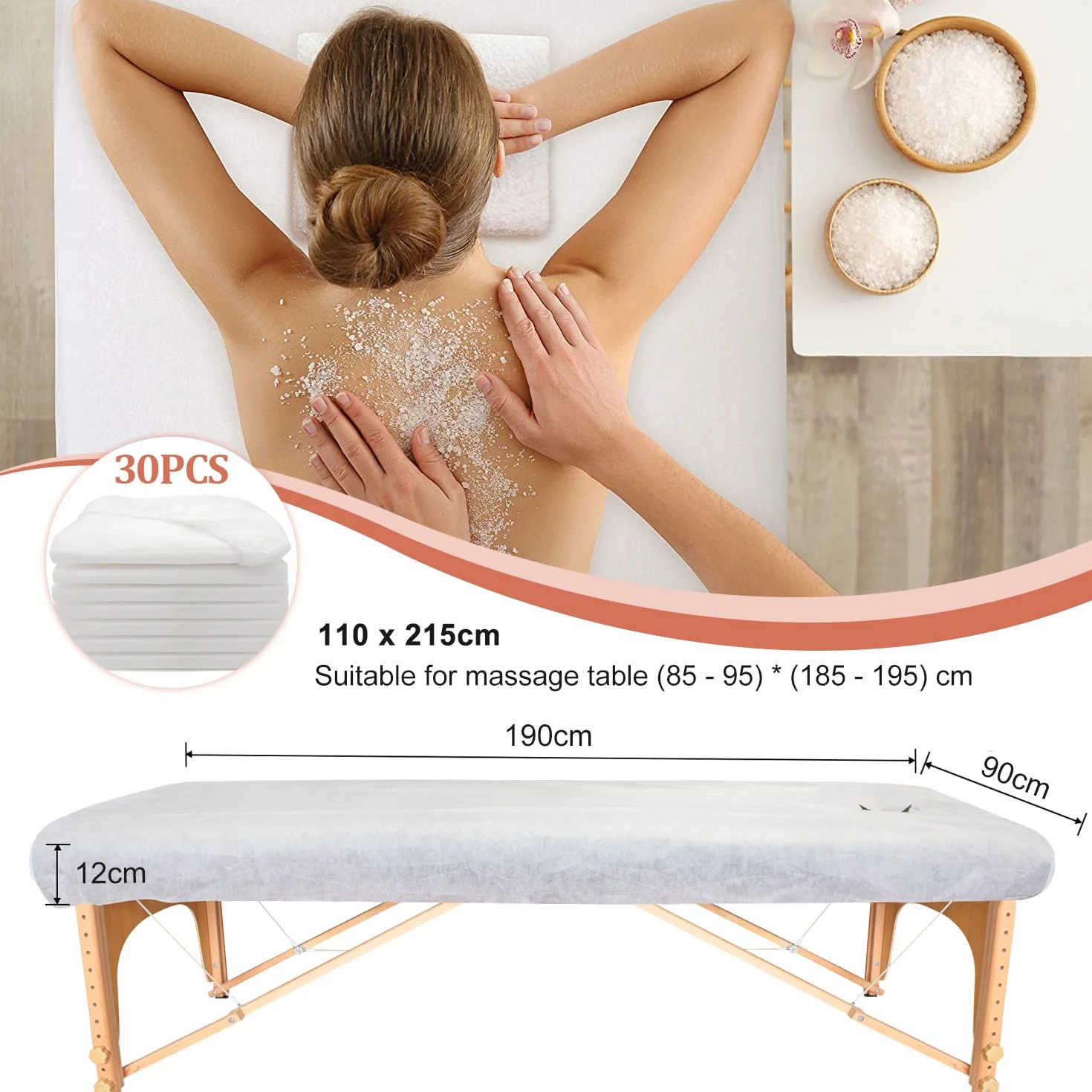 Coprilettino Monouso Impermeabile 110 x 215cm, Lenzuola Usa e Getta con Elastici per Massaggio, Fisioterapia, Tattoo