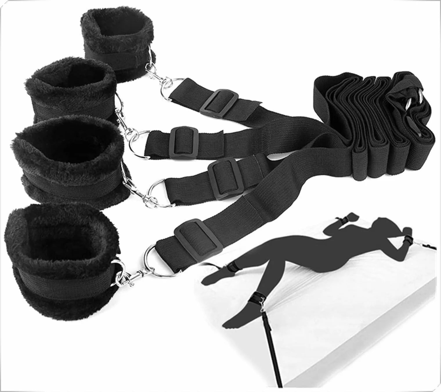 Cinturino di nylon regolabile per yoga e coppie (nero)