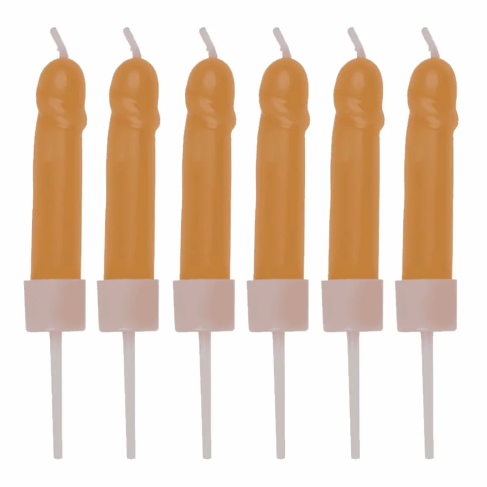 Set di 6 candele candeline a forma di pisello rosa carne per la sposa alla festa hot di addio al nubilato o compleanno diciottesimo sexy gadget per adulti 18+