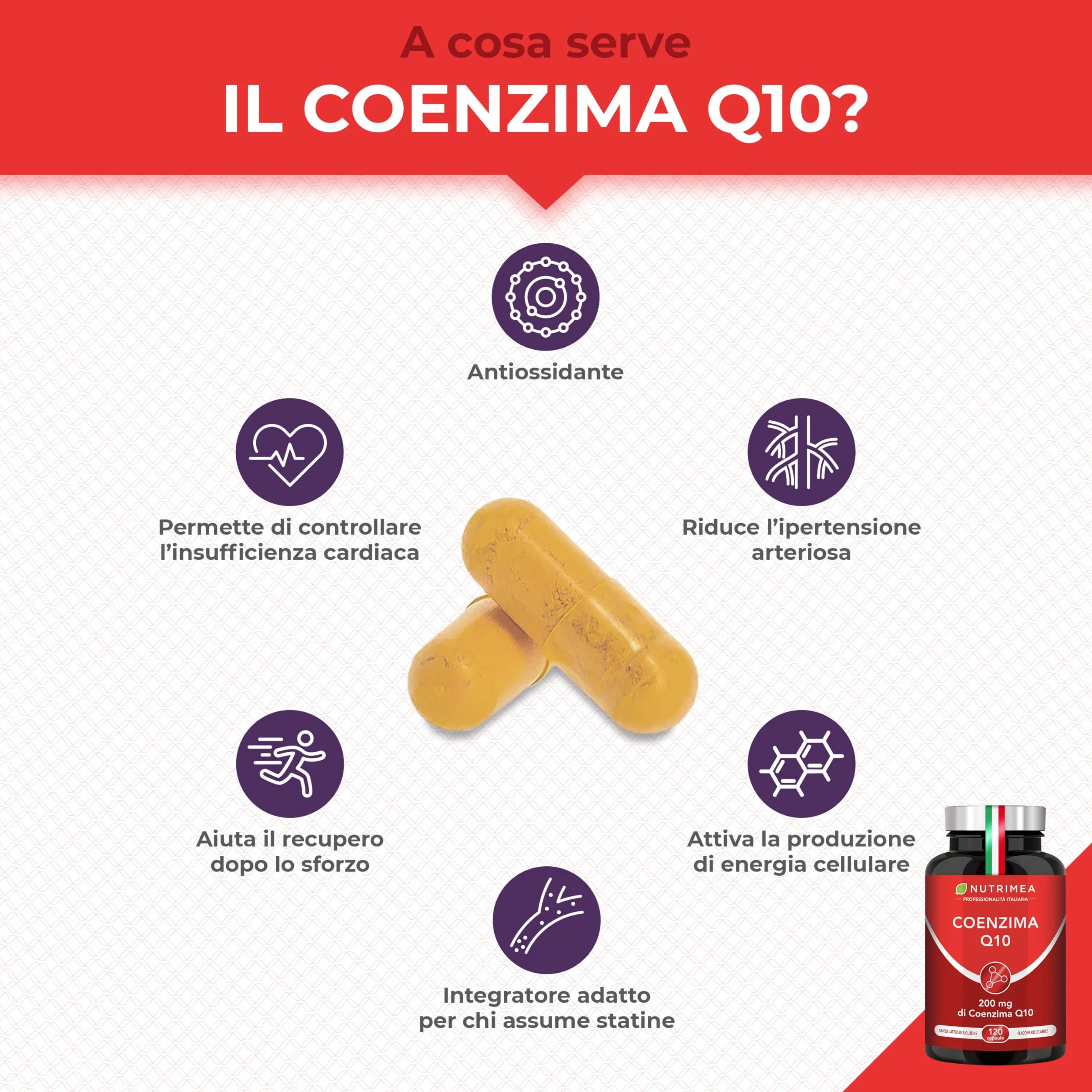 COENZIMA Q10 Ubichinolo 200 mg | Potente Integratore Naturale | Azione Anti-Età | Energia Cellulare | Massimo Assorbimento | 120 Capsule Vegane | Nutrimea