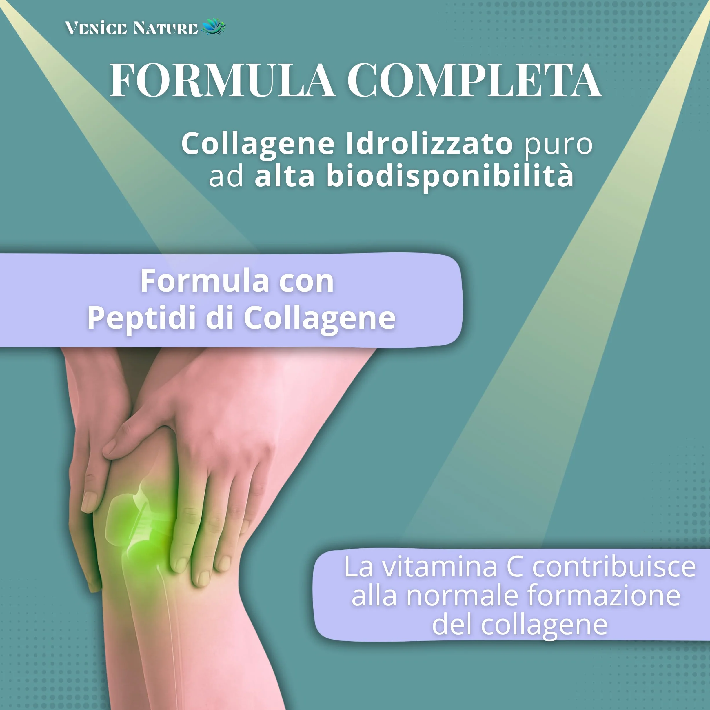 Collagene e Acido Ialuronico Integratore con Coenzima Q10 Vitamina C Magnesio Vitamina A B6 Collagen Venice Nature