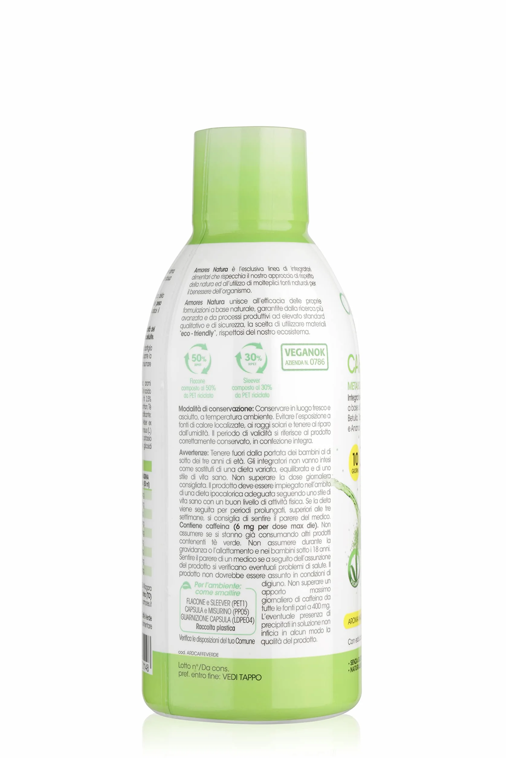 Armores Natura Integratore Alimentare Caffè Verde Betulla Tarassaco Ananas Tè Matcha Vegano Senza Glutine Lattosia Flacone 500ml