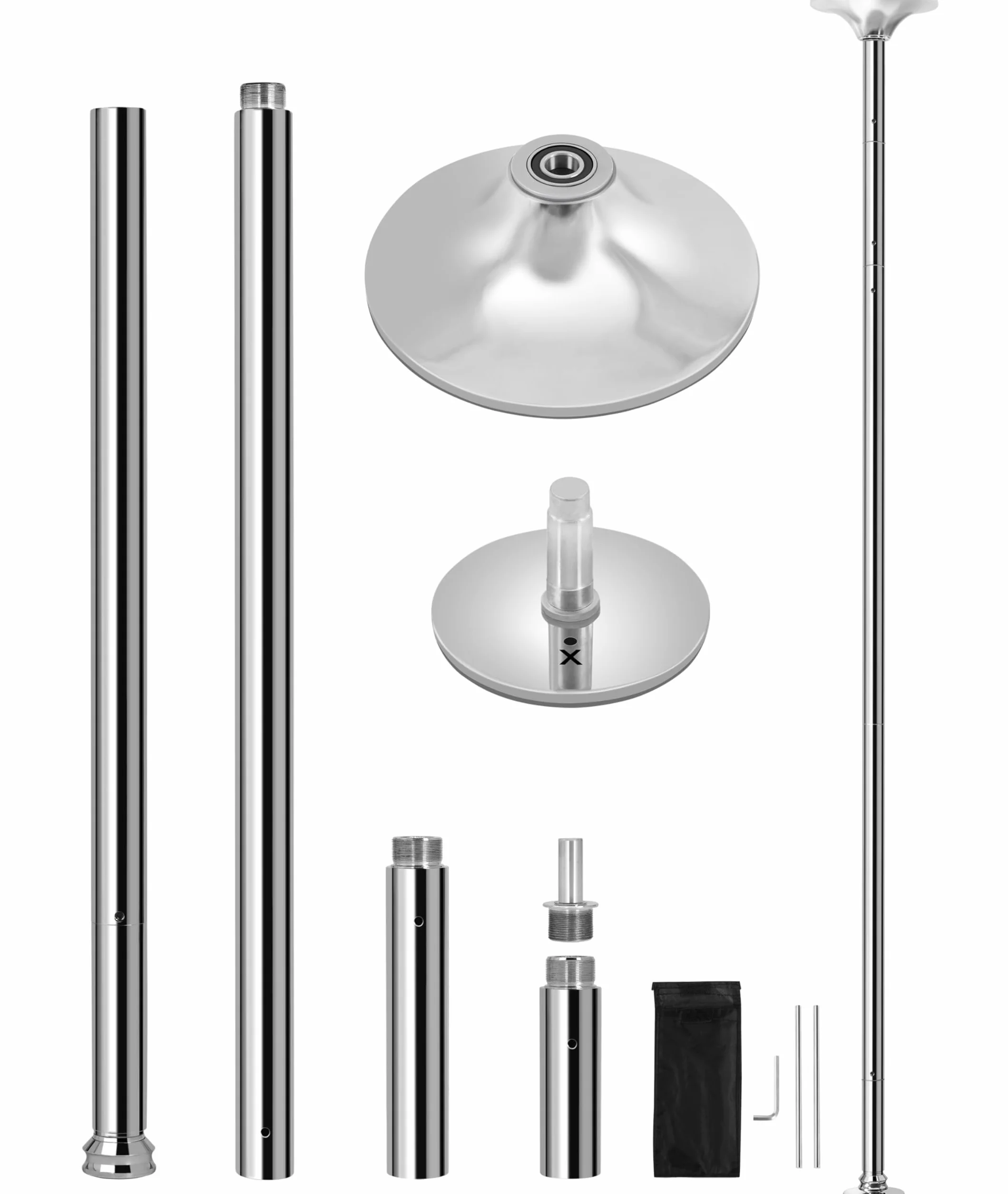 Palo da Ballo Altezza Regolabile 216,5-275 cm 45 mm Ø Rimovibile Statica e Spinning Carico Massimo 227 kg
