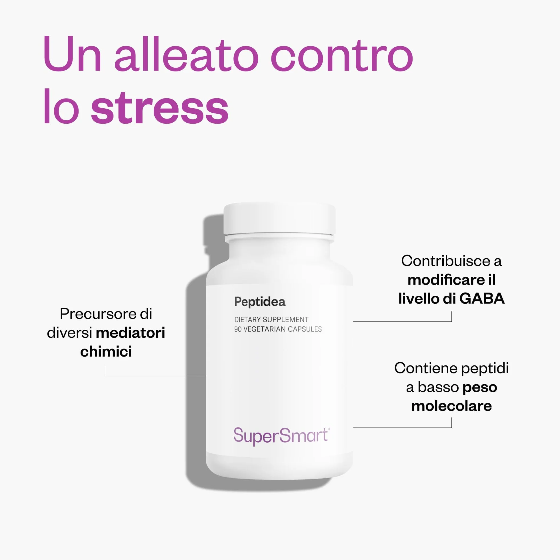 Supersmart Peptidyss Proteine del Pesce Idrosalate 90 Capsule Vegetariane Anti-Stress No-OGM Gluten Free