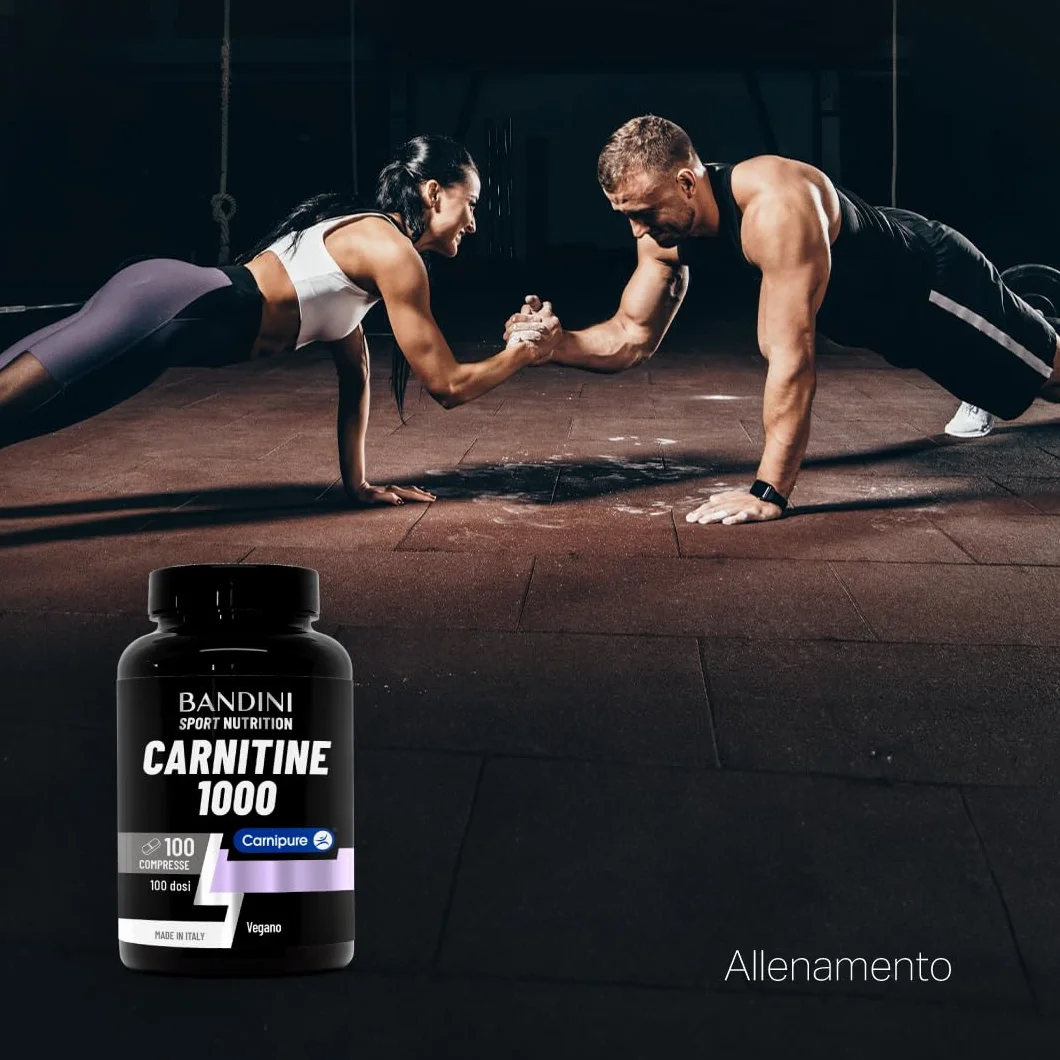 Bandini® L CARNITINA 1000 | 100 Compresse con Carnipure® (100 dosi, 100 giorni) | Integratore con L-Carnitina Tartrato Vegan | Carnitine Pura per Atleti e Sportivi - Energia, Resistenza e Recupero