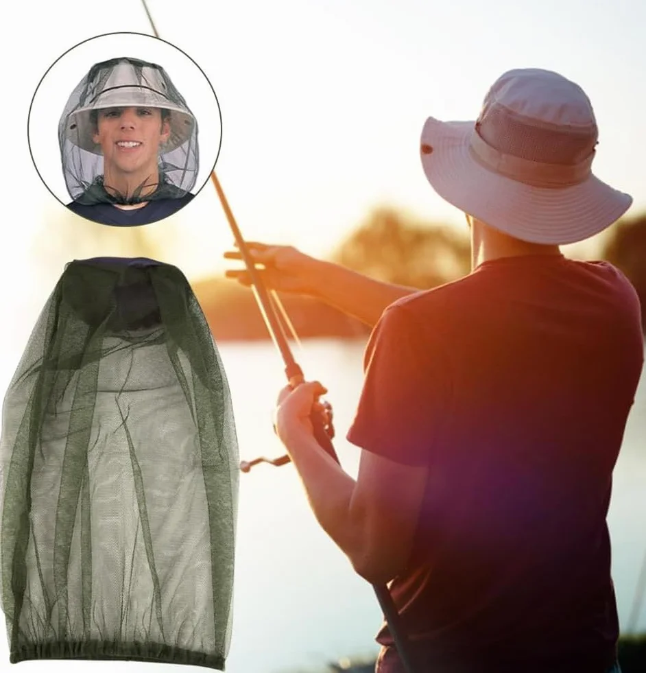 Cappello con Zanzariera Anti-zanzara Protezione Viso Esterni Campeggio Viaggi 2 Pezzi
