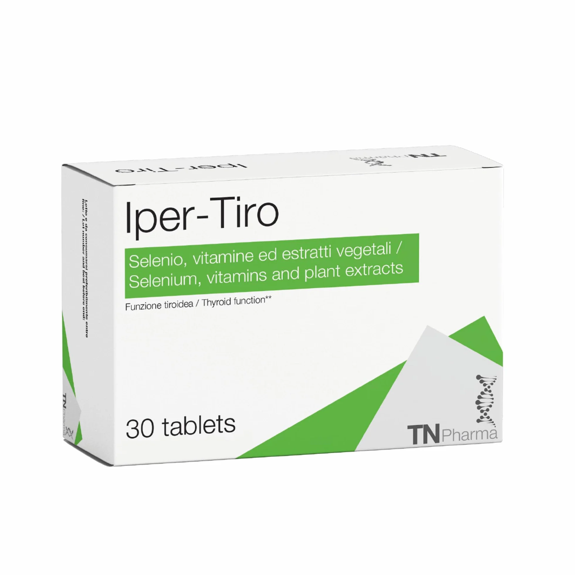 TN Pharma Iper-tiro 30 Compresse Integratore per Funzione Tiroidea con Carnitina Melissa Marrubio Vitamine E C Selenio Senza Glutine Lattosio Vegan