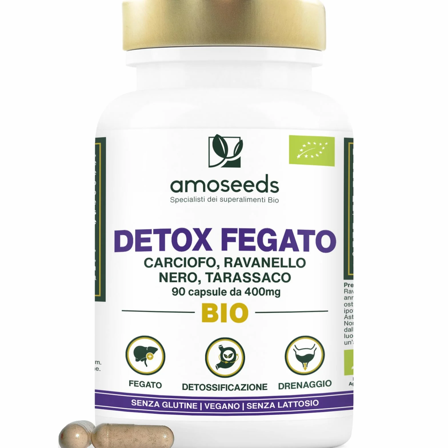 Detox Fegato BIO 90 capsule vegane Integratore Depurativo Carciofo Ravanello Nero Tarassaco