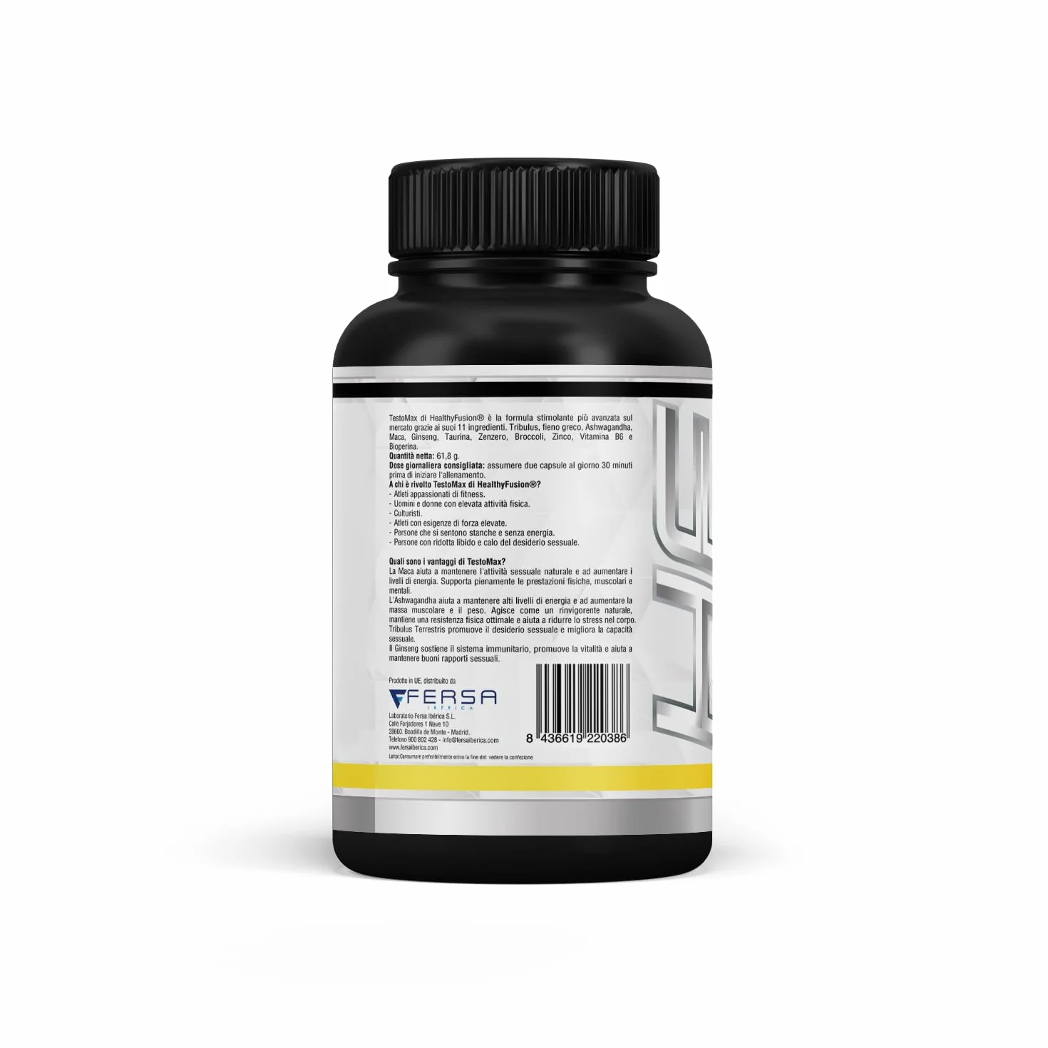 Booster di Testosterone per uomo | Energia, forza, muscolazione e vigore | Maca Andina, Ginseng, Tribulus e Taurina | Aumenta l'energia e migliora le prestazioni sportive e muscolari | 120 caps