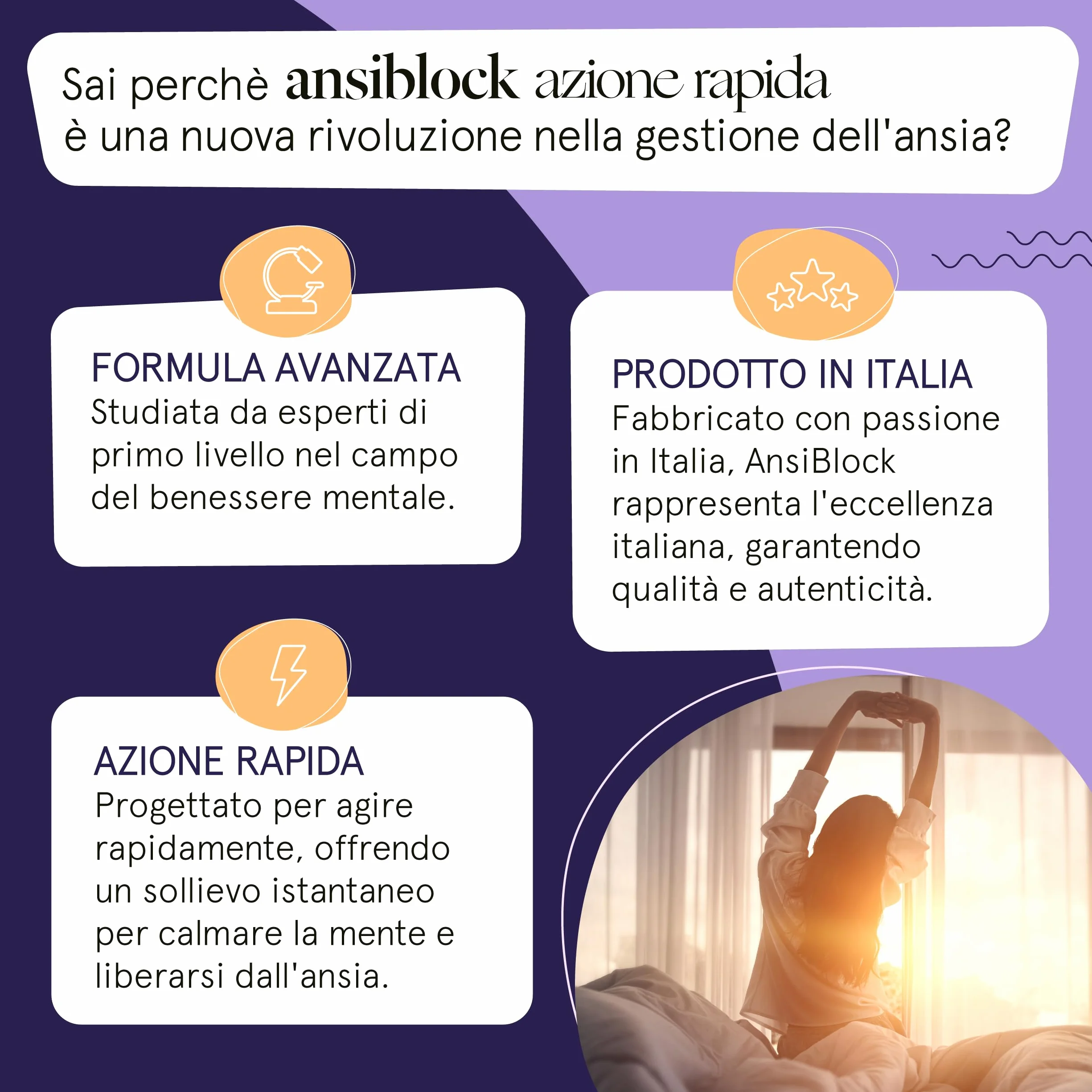 Ansiblock Integratore Ansia Azione Rapida con Passiflora Griffonia Melatonina Escolzia