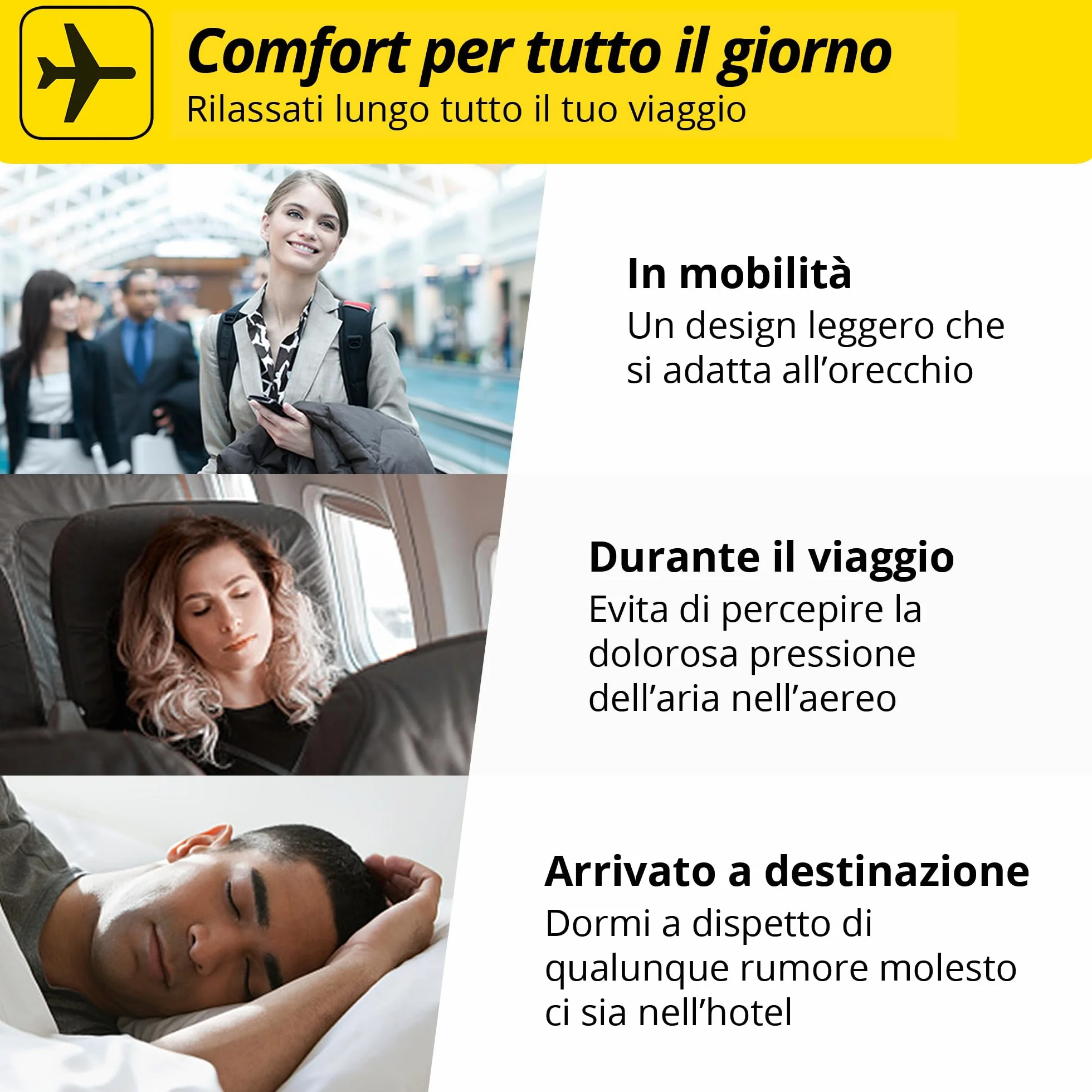Tappi Alpine FlyFit riutilizzabili ipoallergenici morbidi per viaggio e pressione timpano