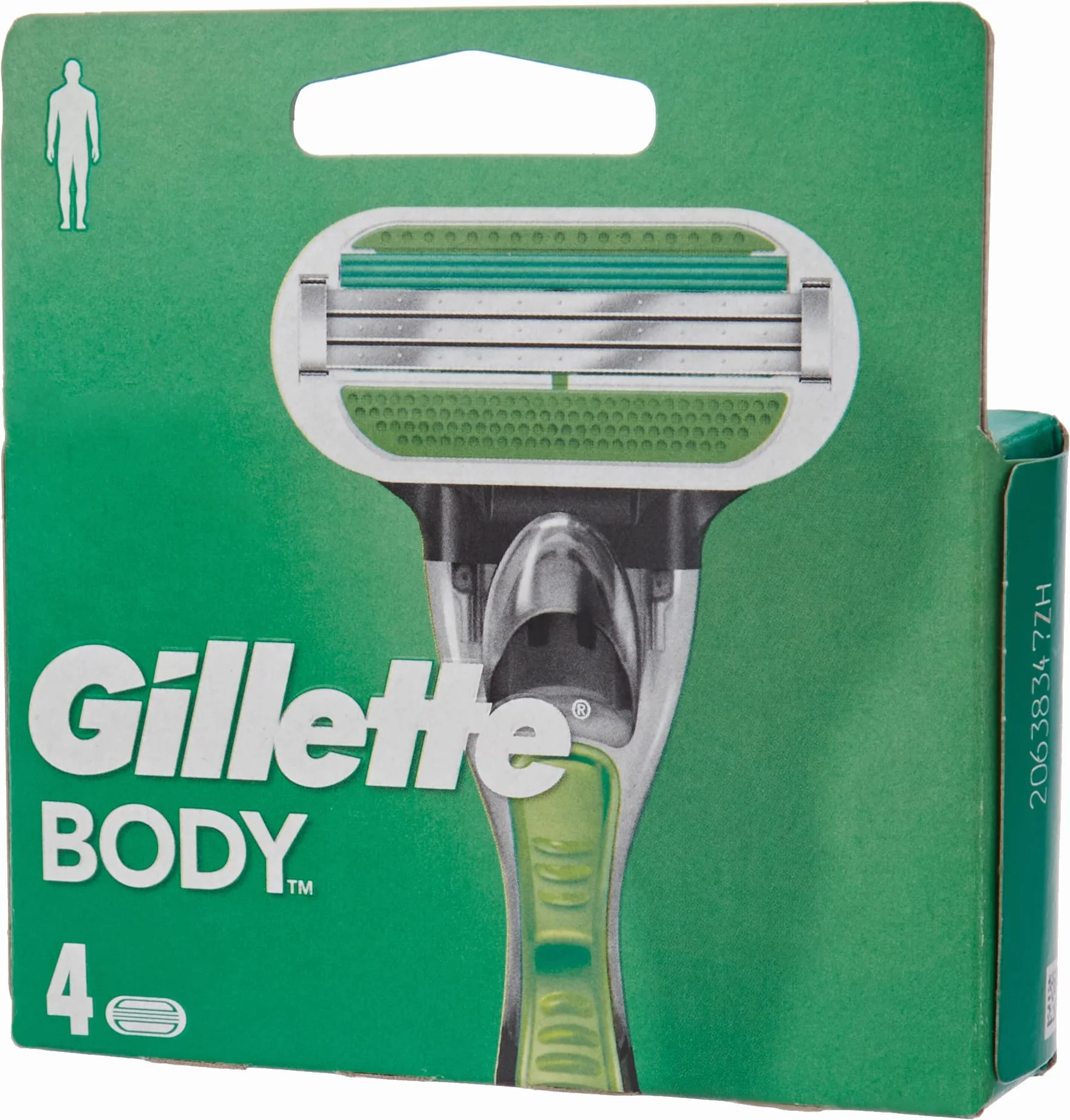 Gillette Rasoio per il corpo da uomo, 4 lamette per il corpo a tripla lama