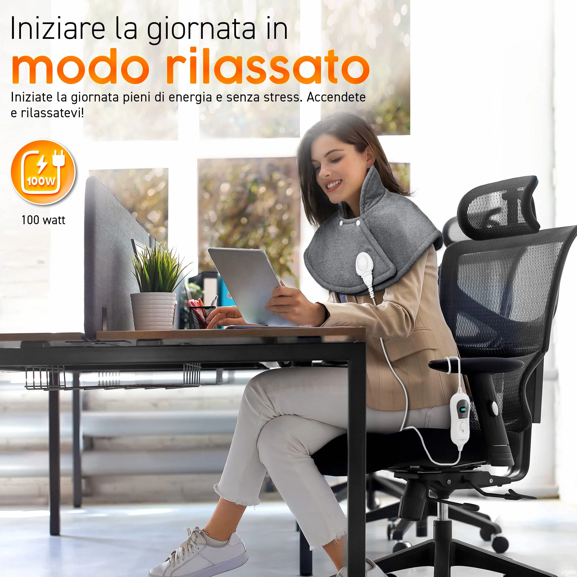 sinnlein Termoforo Elettrico per Cervicale e Spalle | Cuscinetto Riscaldante con 3 Impostazioni di Temperatura e Spegnimento Automatico | Cuscino Riscaldante con Spegnimento Automatico e 100W (Grigio)