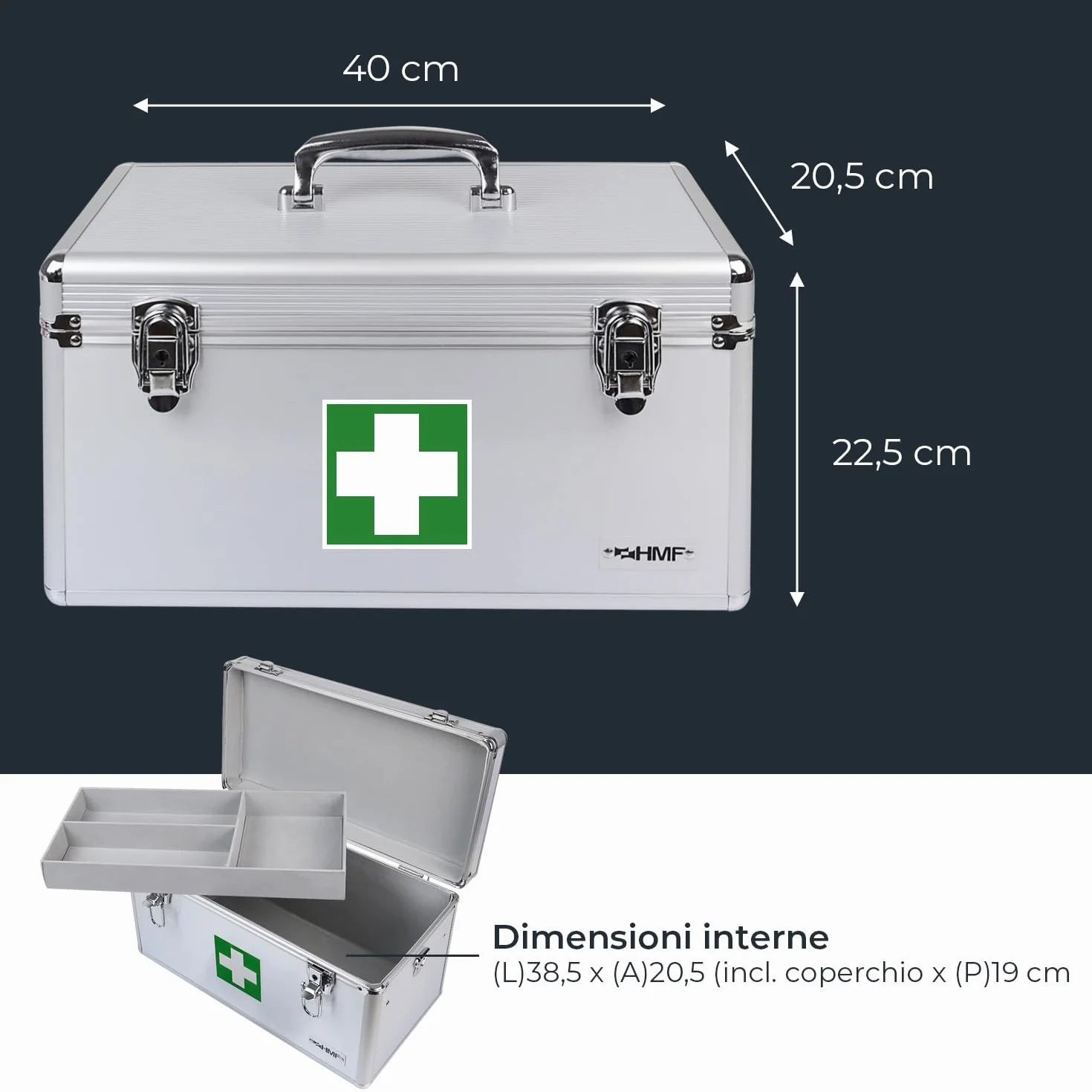 Valigia Medica in Alluminio 40x22,5x20,5 cm HMF 14701-09