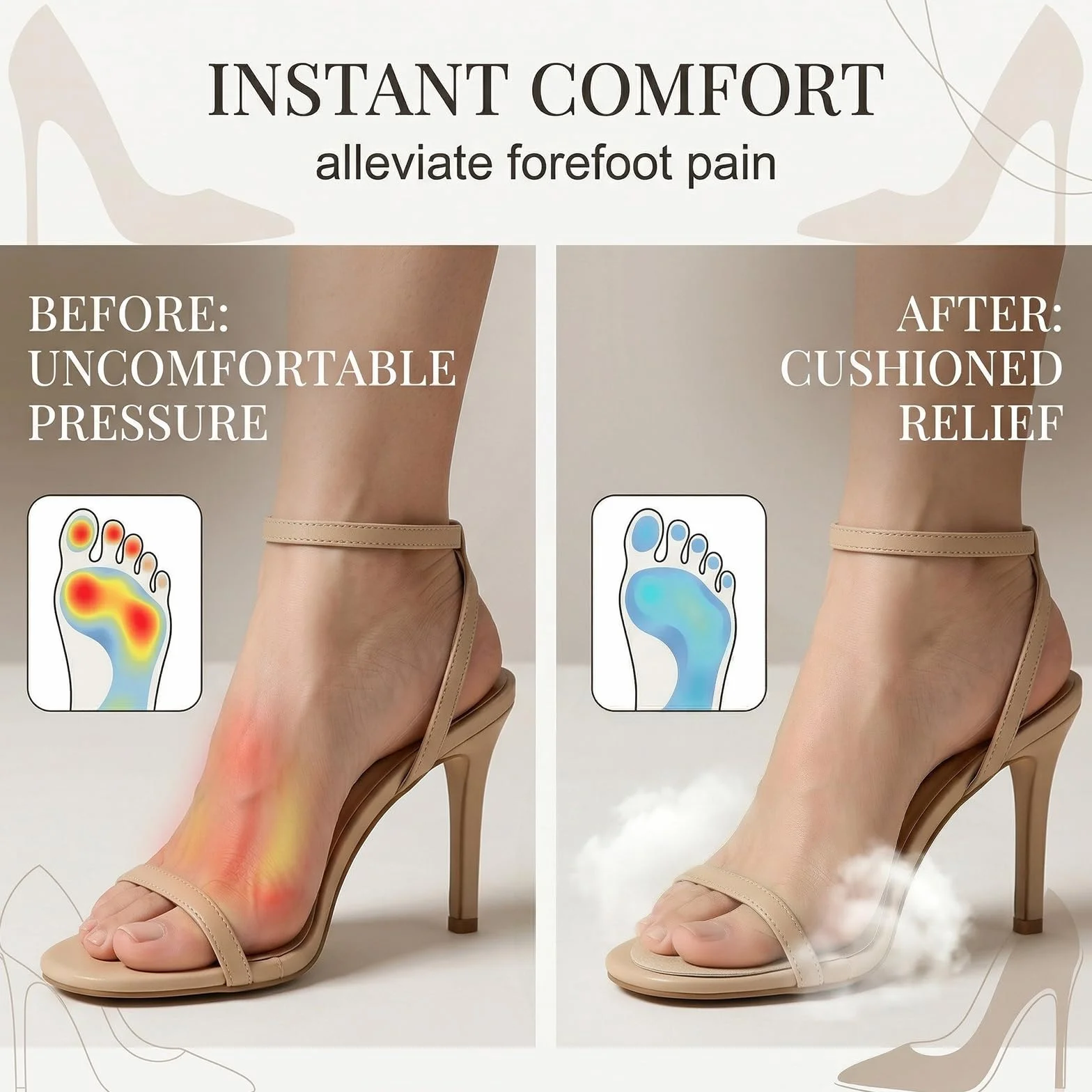Cuscinetti Metatarsali Donna 3 Paia Antiscivolo Per Scarpe Metatarso Solette Adesive Per Tacchi Alti