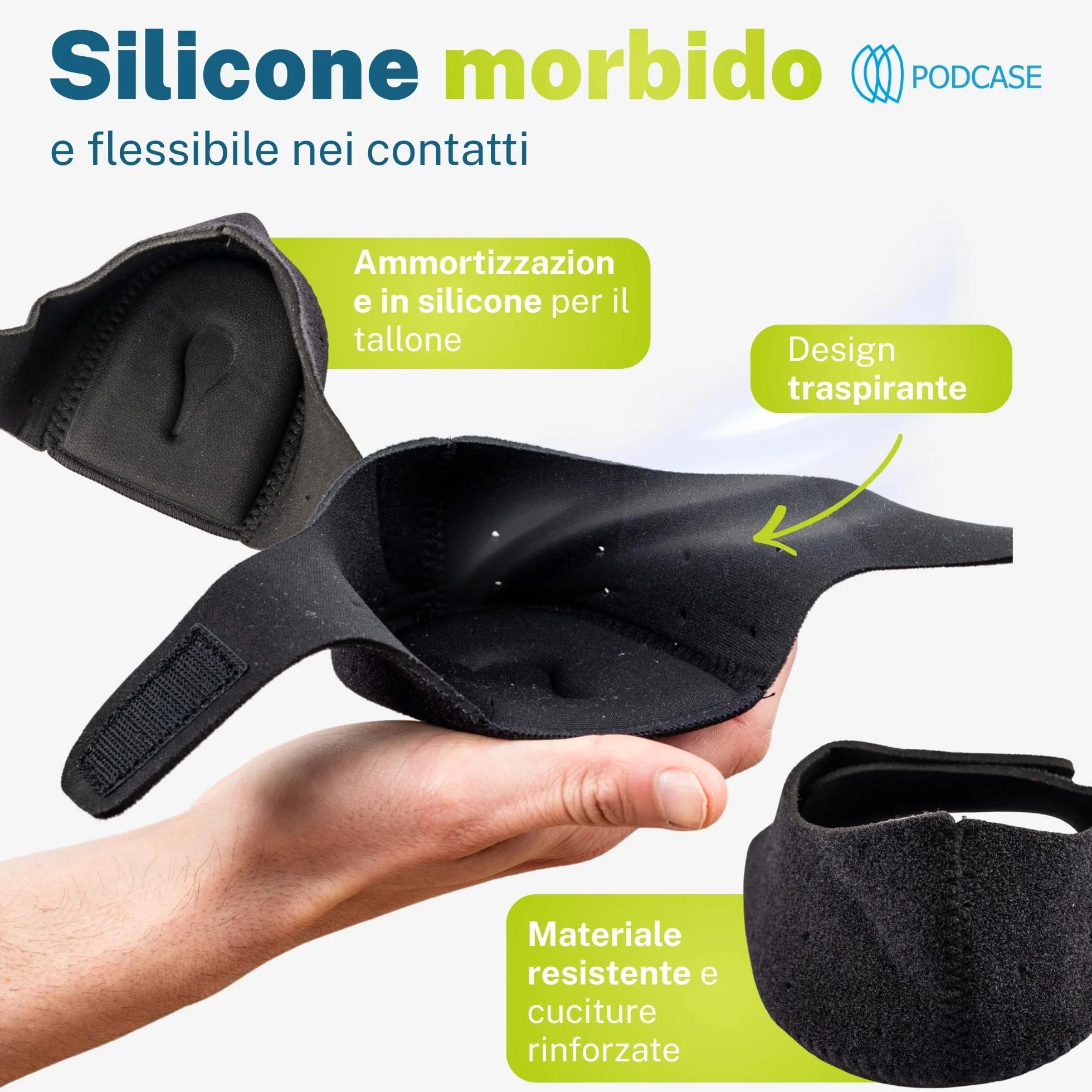 Talloniera in Silicone con Tessuto Traspirante per Tallonite e Spina Calcaneare - Plantare Unisex (L 41-47)