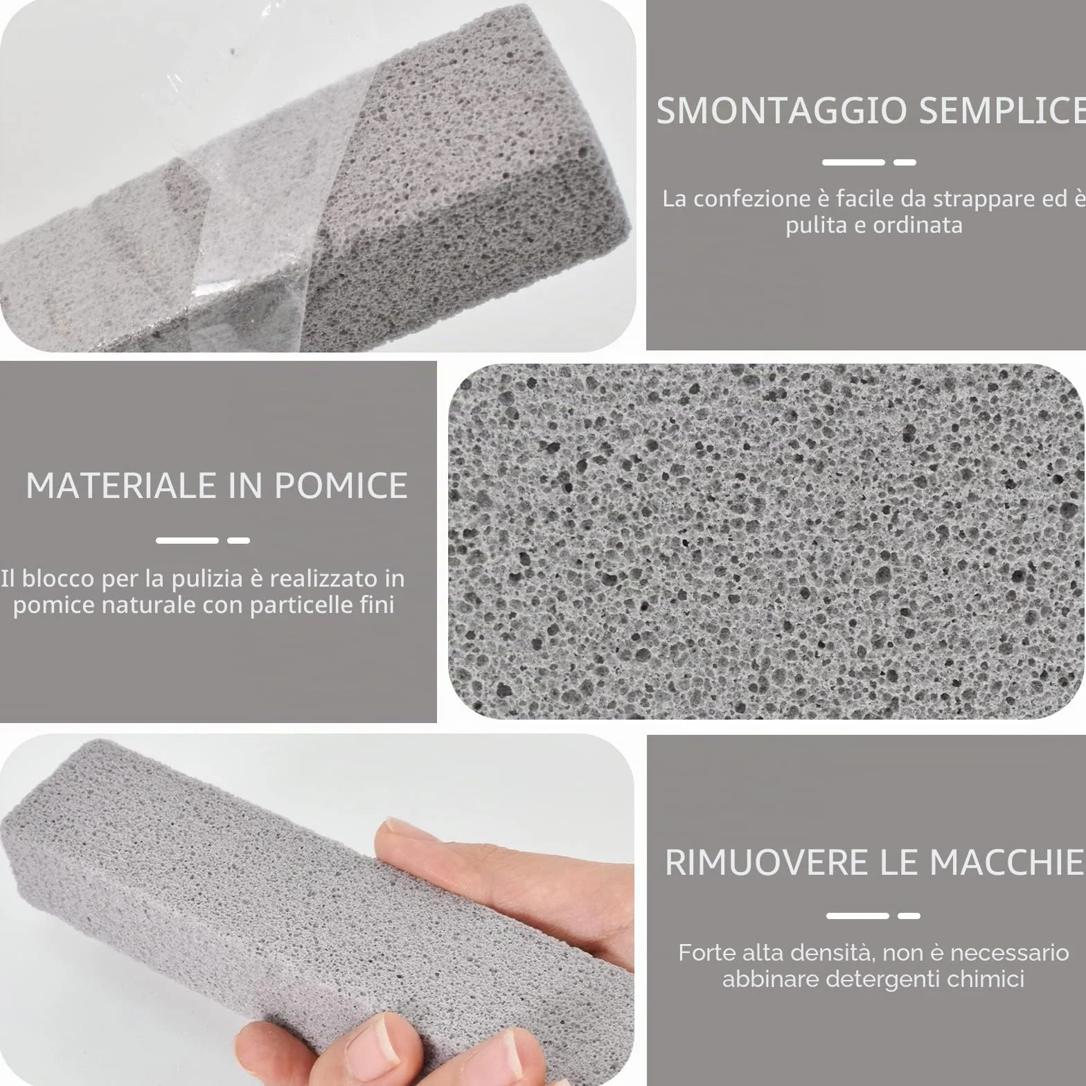 Pietra Pomice per Pulizia WC 4 Pezzi Detergente per Cucina Forno Piastrelle