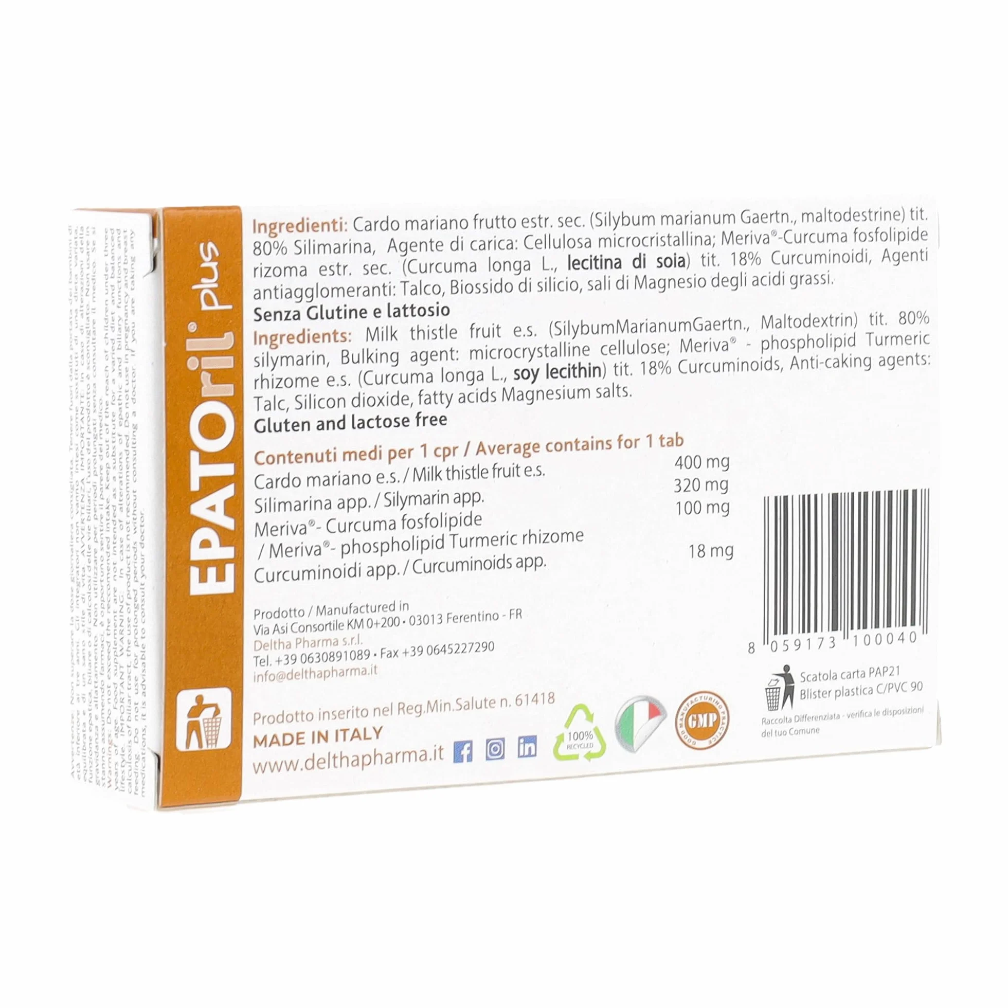 Deltha Pharma Epatoril Plus Integratore per il Fegato 30 Compresse