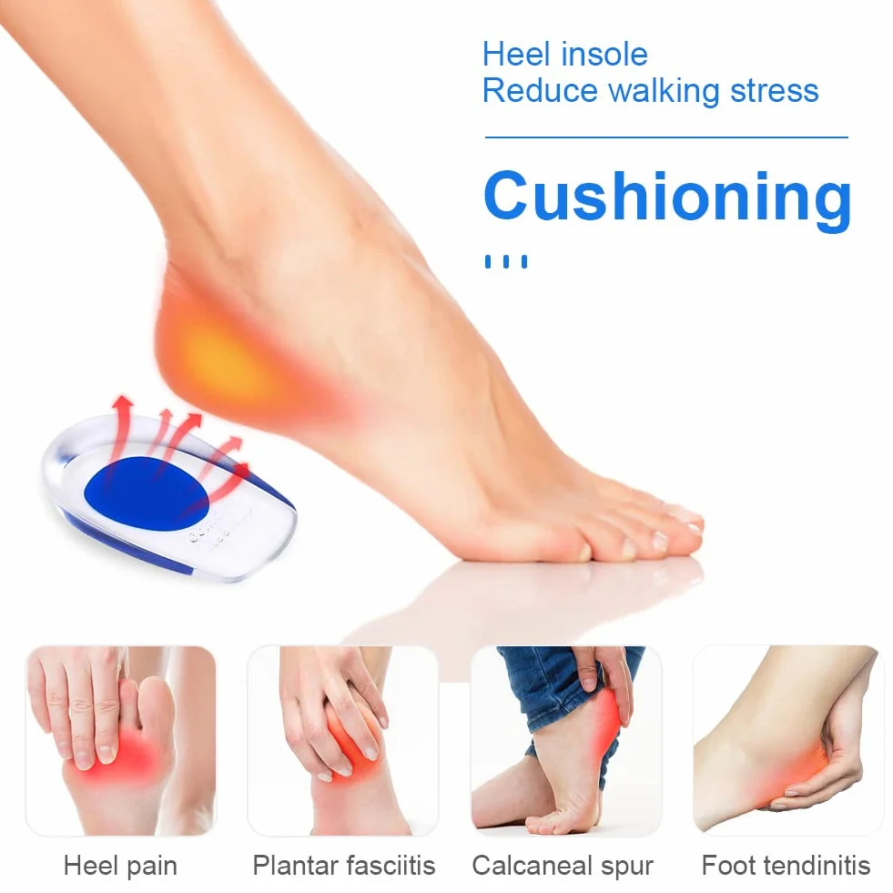 ACWOO Talloniera in Silicone, 2 Paia Supporti in Gel per Talloni, Tendine d'Achille Plantari per Tallonite, Soletta Tallonein per Sperone Calcaneare, Fascite Plantare, Dolori di Achille