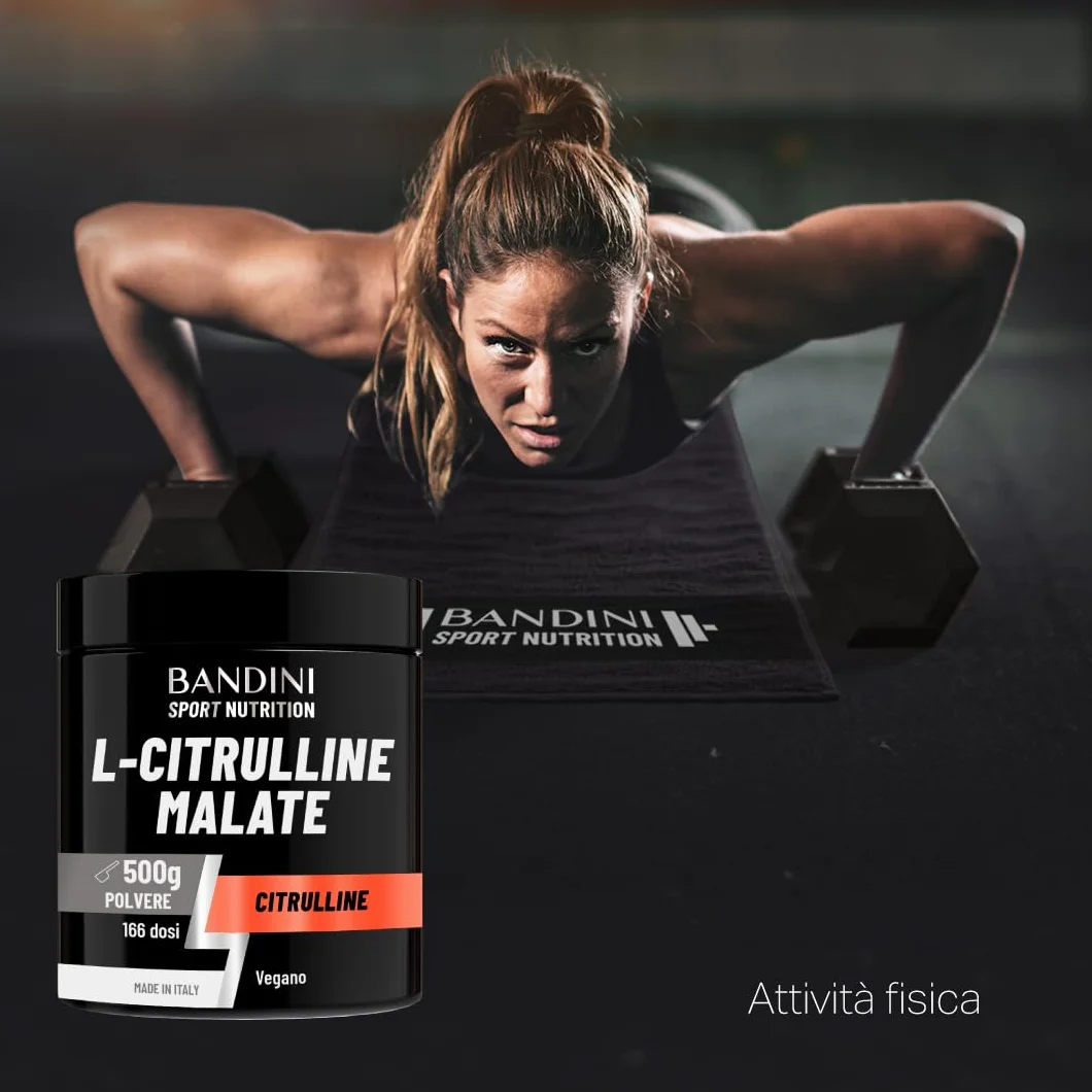 Bandini® L-Citrulline Malate Polvere 500 grammi, 3 grammi di L Citrulline Malat per Dose, Citrullina Malato 2:1 Polvere Insapore, Fermentazione Vegetale, Altamente dosata, Vegan, Booster Pre Workout