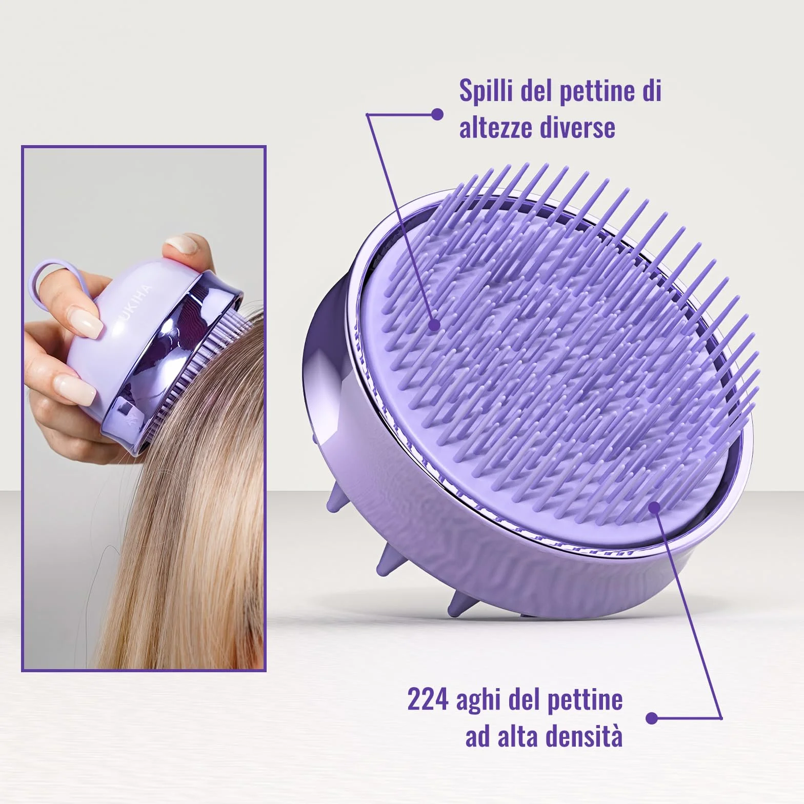 SHINLEA Spazzola massaggiante per cuoio capelluto in silicone double face per shampoo, pulizia profonda e massaggio capelli