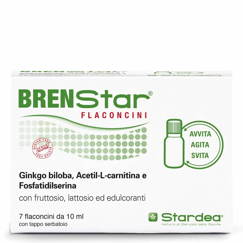 Ginkgo Biloba | Integratore per Memoria e Concentrazione | Integratore naturale stanchezza metale e fisica | Ginkgo Biloba da Bere | 7 flaconcini facile utilizzo | STARDEA Brenstar