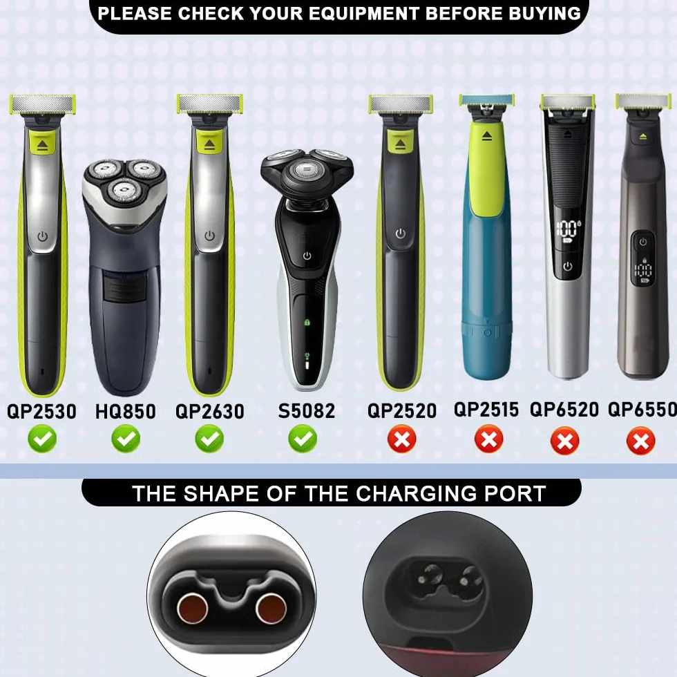 Philips HQ850 Caricabatterie Rasoio QP2530 QP2630 Adattatore Compatibile Norelco Oneblade Cavo Alimentazione 8V 0.8W