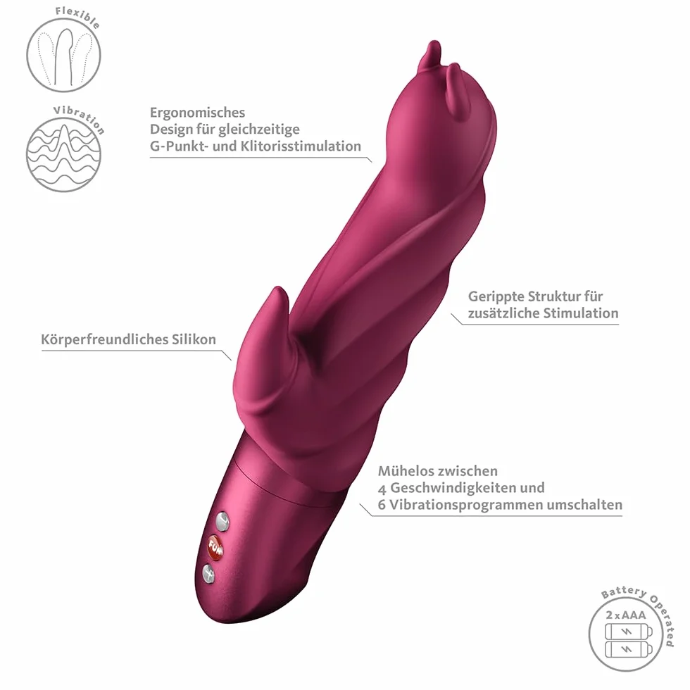 Fun Factory Darling Devil | vibratore rabbit per donne | stimolazione mirata di punto g e clitoride | 10 programmi di vibrazione | impermeabile IPX7 | silicone