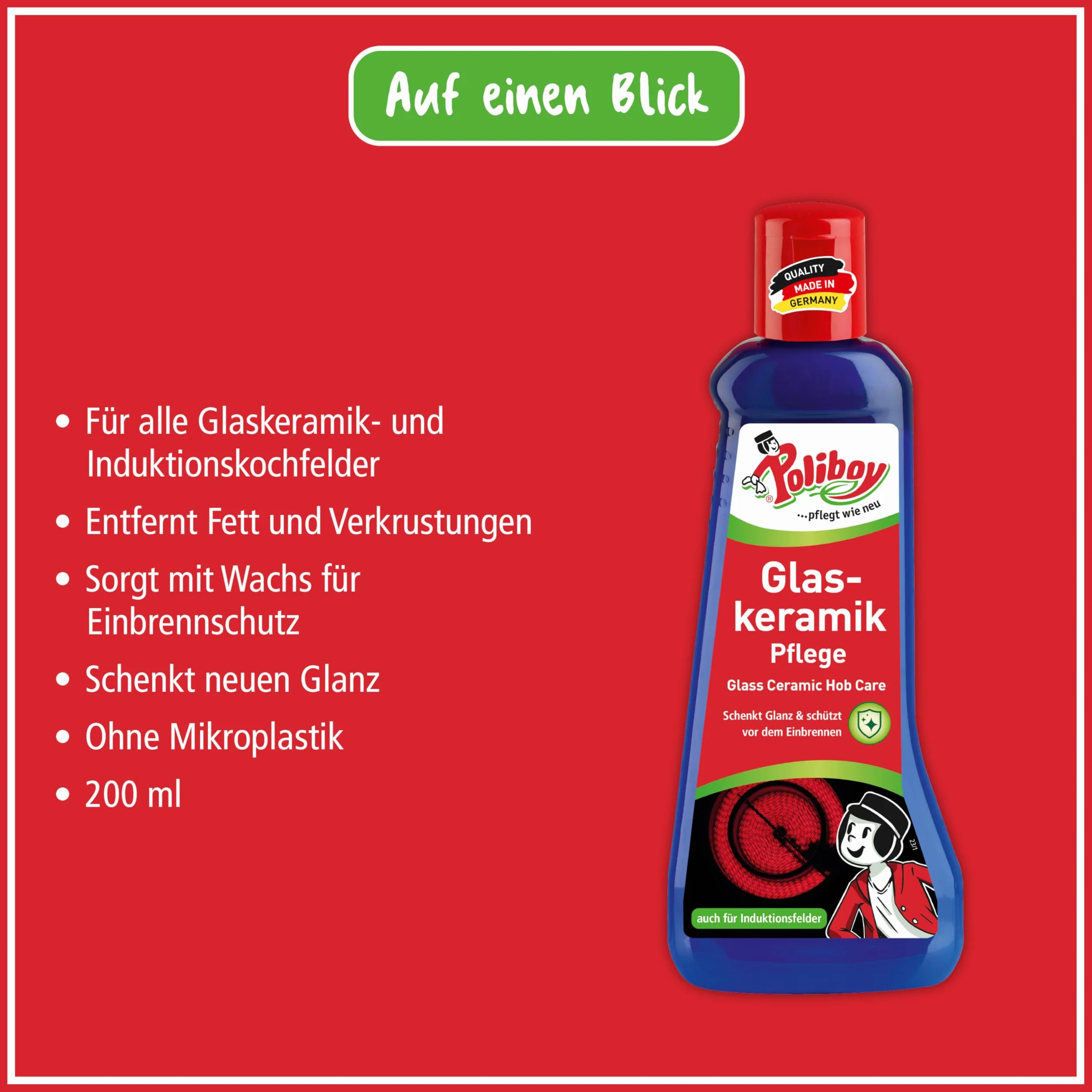 Poliboy, prodotto per la pulizia e la cura di diverse superfici, prodotto in Germania.
