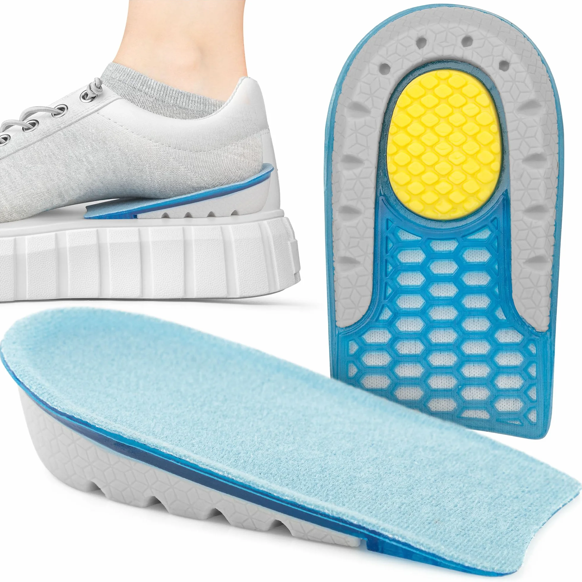 SULPO Talloniera In Gel Solette Rialzate Uomo Donna, Plantare Per Tallonite E Talloniera Per Spina Calcaneare, Cuscinetti Per Scarpe Per Discreta Correzione Altezza- 2 cm, 1 paio