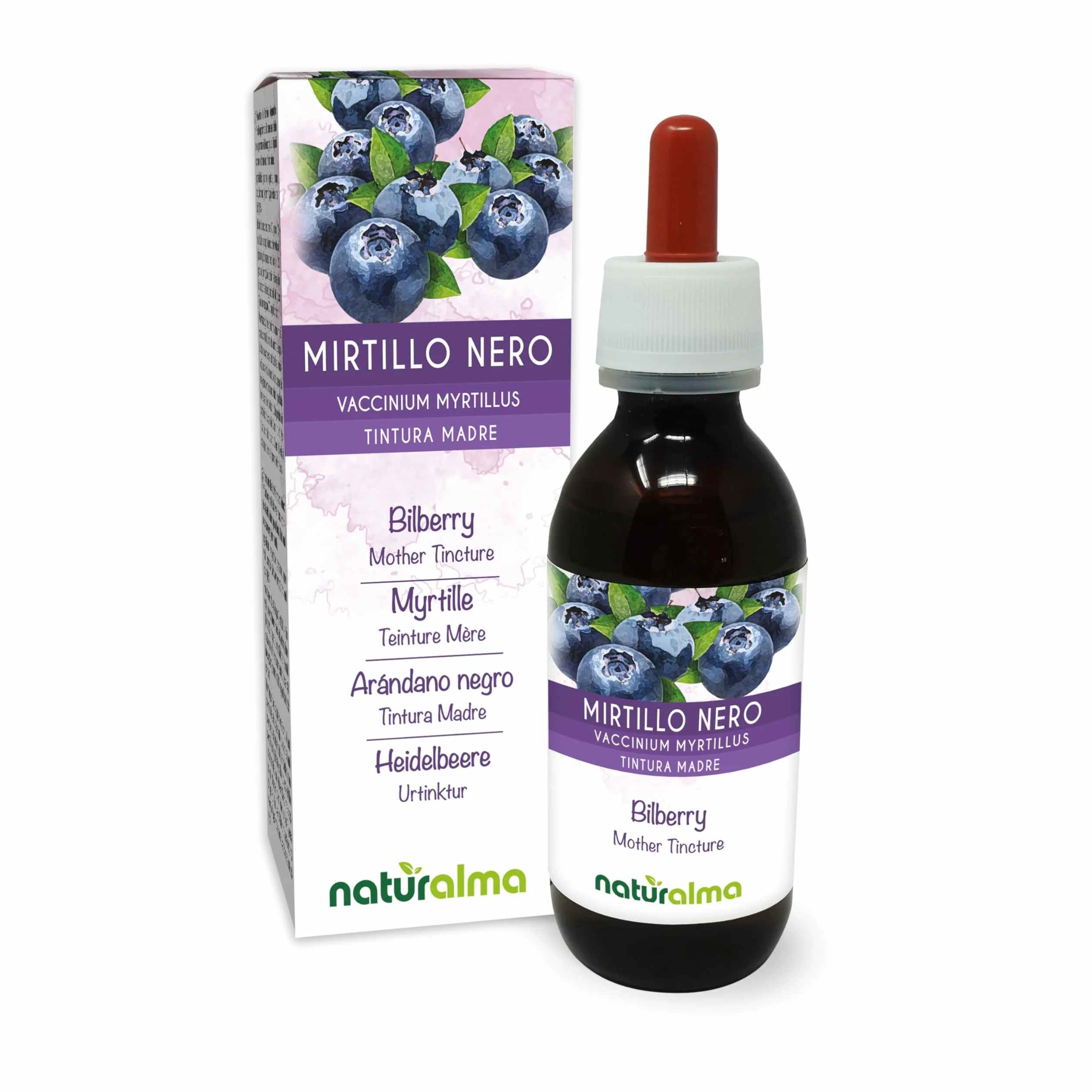 Tintura Madre Mirtillo Nero Naturalma Estratto Liquido Gocce 120 ml Integratore Vegano