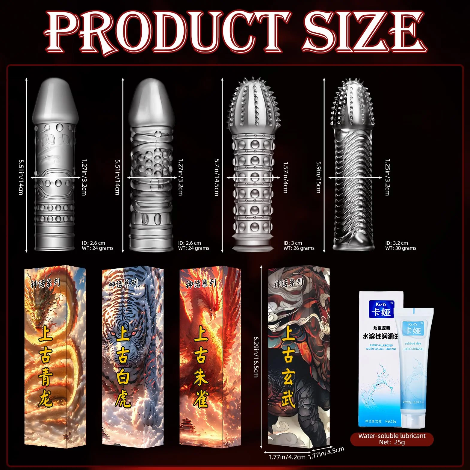 Confezione da 4 guaine per pene Dick Custodie Spesse In Silicone Trasparente, Riutilizzabili, Per Stimolazione Intensiva Del Pene E Miglioramento Dell'Erezione(4Forma)