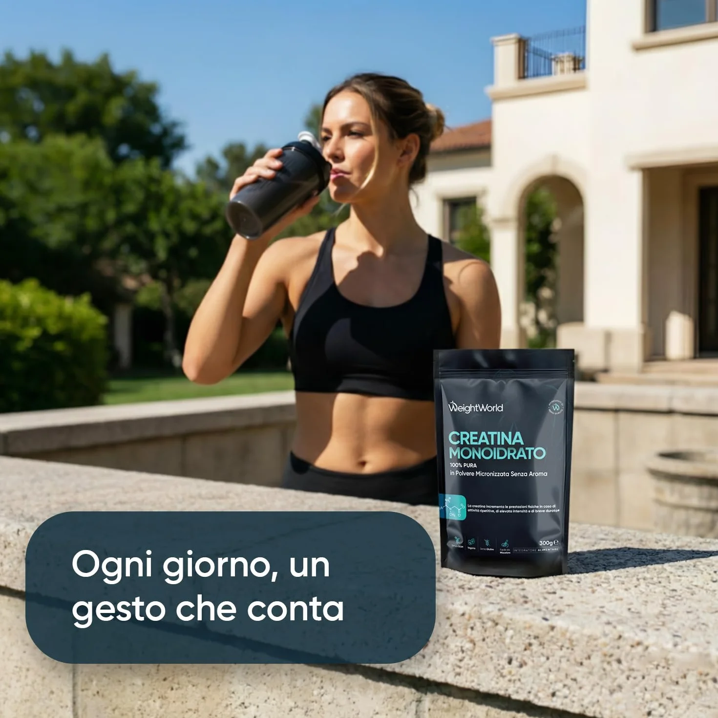 Creatina Monoidrata in Polvere 100% Pura, Vegana, 100 Dosi, 300g, Micronizzata, Pre Intra Post Workout