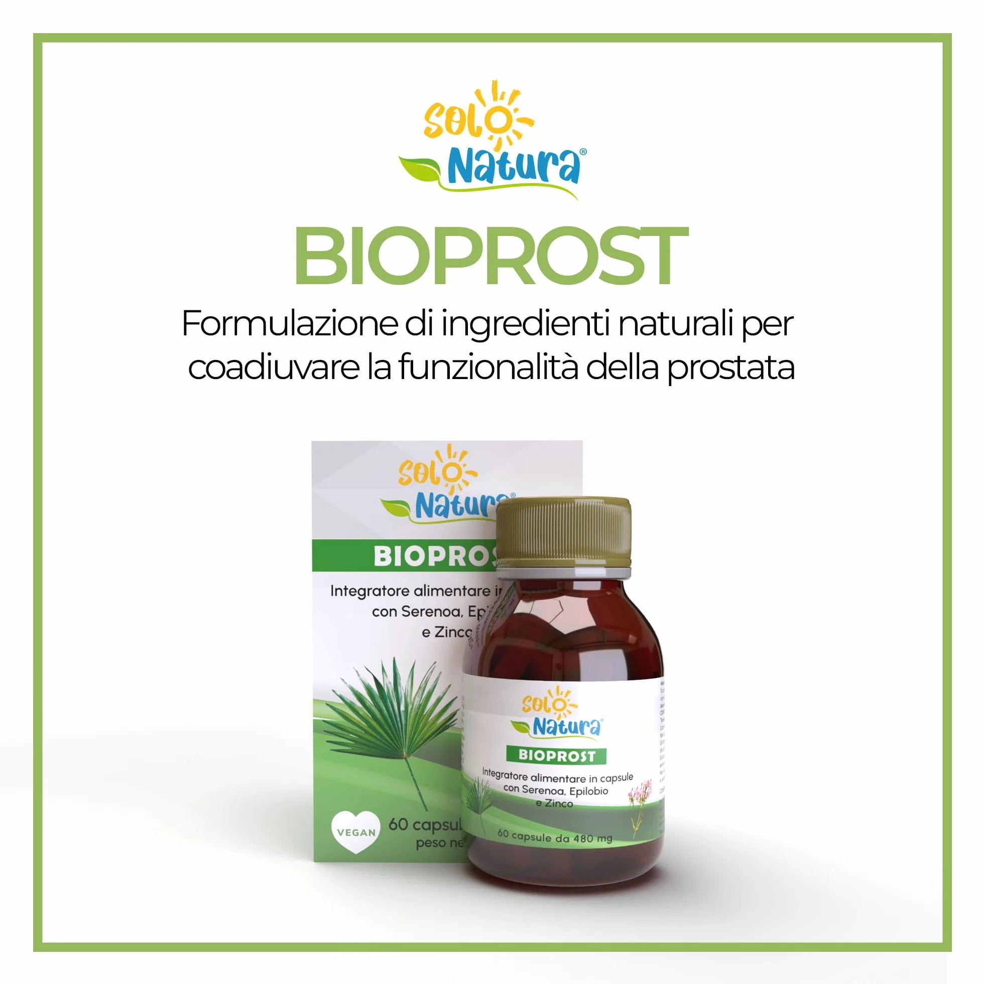 Bioprost Integratore Prostata Naturale Serenoa Repens Ortica Epilobio Agnocasto Zinco 60 Capsule Vegetali