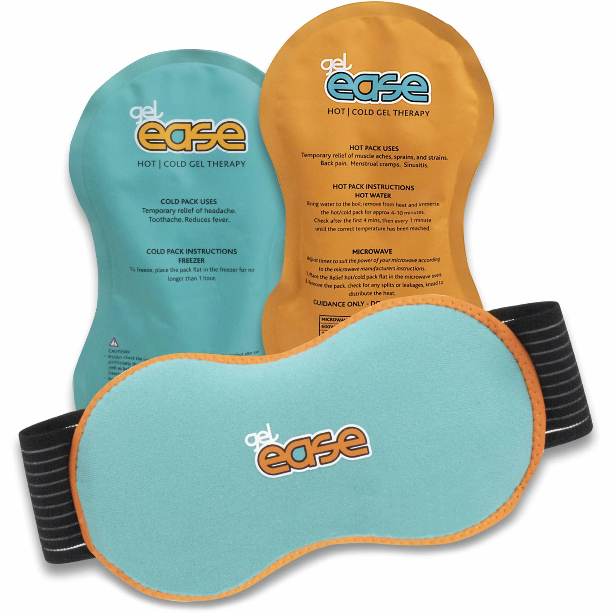 Gel Ease Impacco Gel Caldo e Freddo, Sollievo dal Dolore con Applicazioni Calde e Fredde, Sollievo Lenitivo per Muscoli e Articolazioni, Elimina Gonfiore e Infiammazione, Pacco da 2