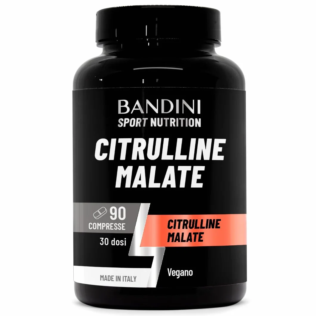 Bandini® CITRULLINE MALATE 90 Compresse 3000 mg per Dose Giornaliera - Dosaggio Extra-Elevato (Copertura 1 mese) - L-Citrullina da fermentazione 100% Vegan - Citrullina per Atleti e Culturisti