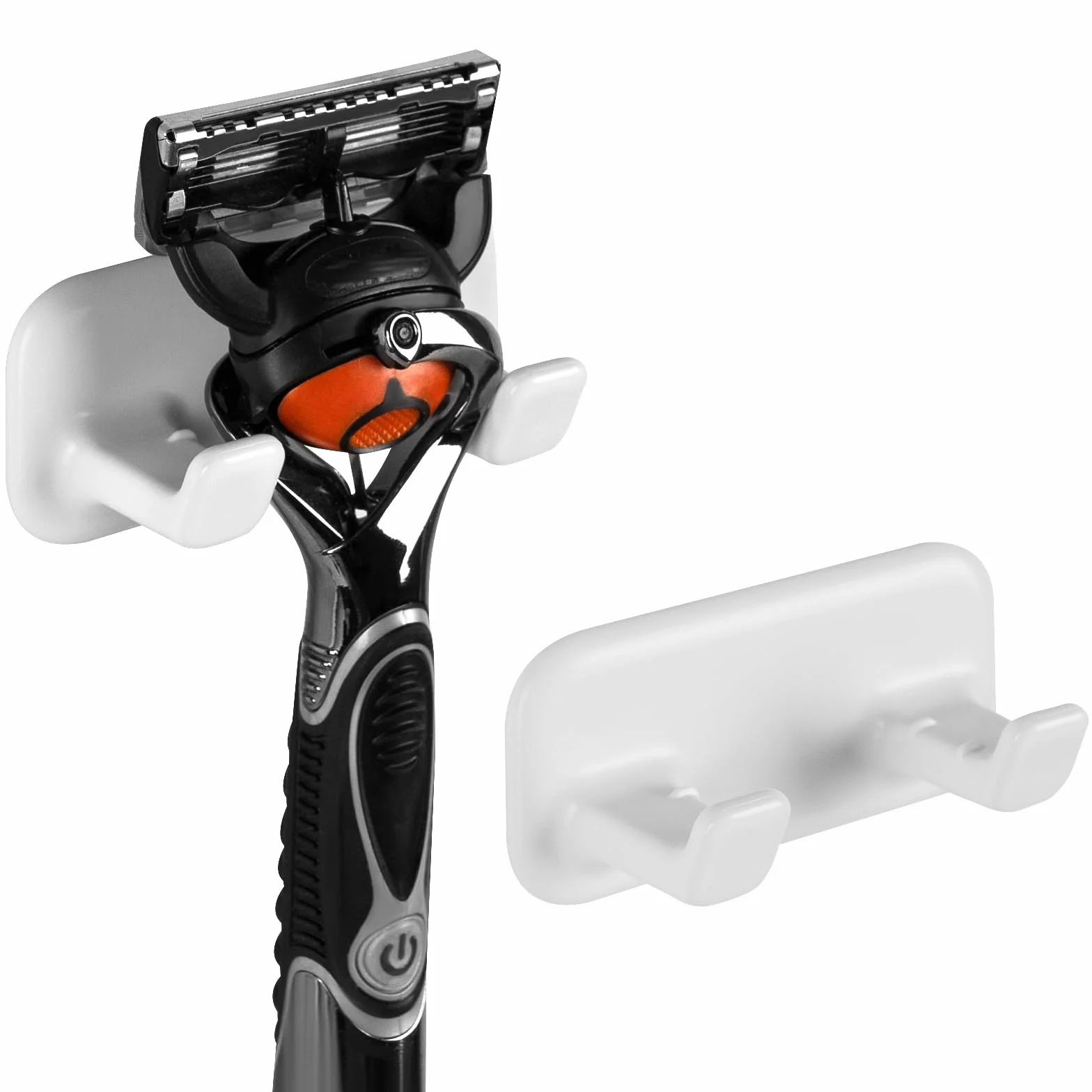 Linkidea Confezione da 2 porta rasoi per doccia, gancio adesivo da parete per rasoio, organizer per rasoio da bagno senza foratura, compatibile con Gillette Fusion 5, Harry's, Dorco Pace 6 (bianco)