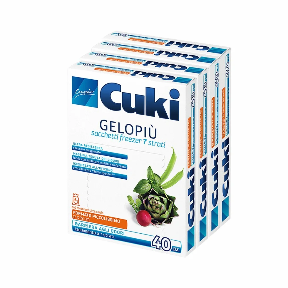 Cuki Gelopiù Sacchetti Freezer 7 Strati 17 x 22 cm 0,7 L 160 Pezzi