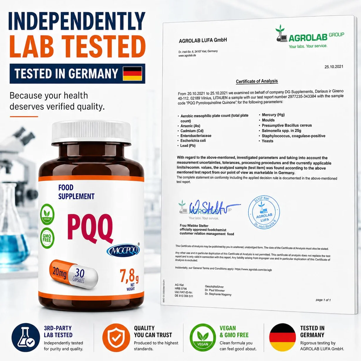 Hepatica PQQ | 20 mg (MGCPQQ®) | 30 Capsule Vegane | Scorta 1 Mese | GMP & Testato da Laboratorio Indipendente