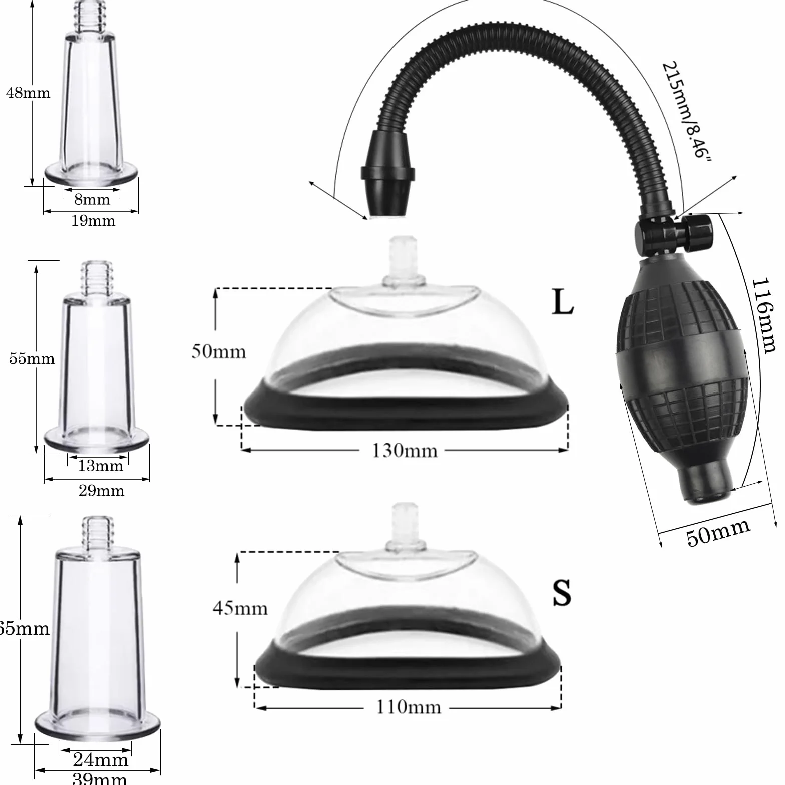 BDSMLOVE Pompa per Vagina Giocattolo Erotico per Donne, Pompa per Figa Clitoride Pompa per Vuoto Ventosa per Capezzoli con 5 Ventose Potenti, Set di Giocattoli Sessuali per Coppie