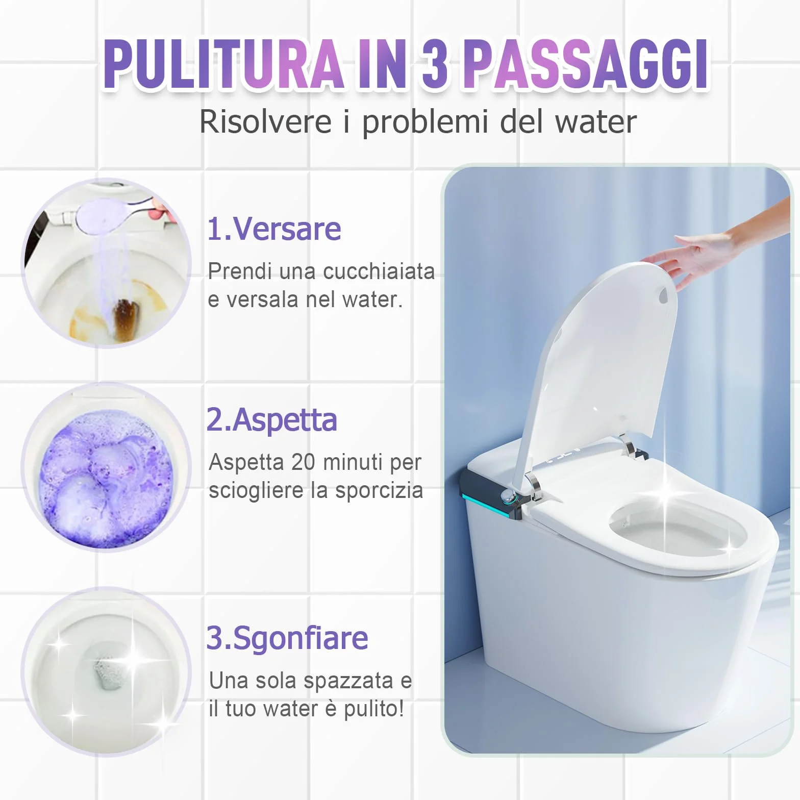 Disincrostante WC, 2026 Nuovo Detergente Anticalcare in Detergente per WC, Self-Cleaning Foam, Scioglie Gli Ingorghi Elimina Incrostazioni di Calcare e Ruggine per la Pulizia di W C e Bagno (1Pcs)