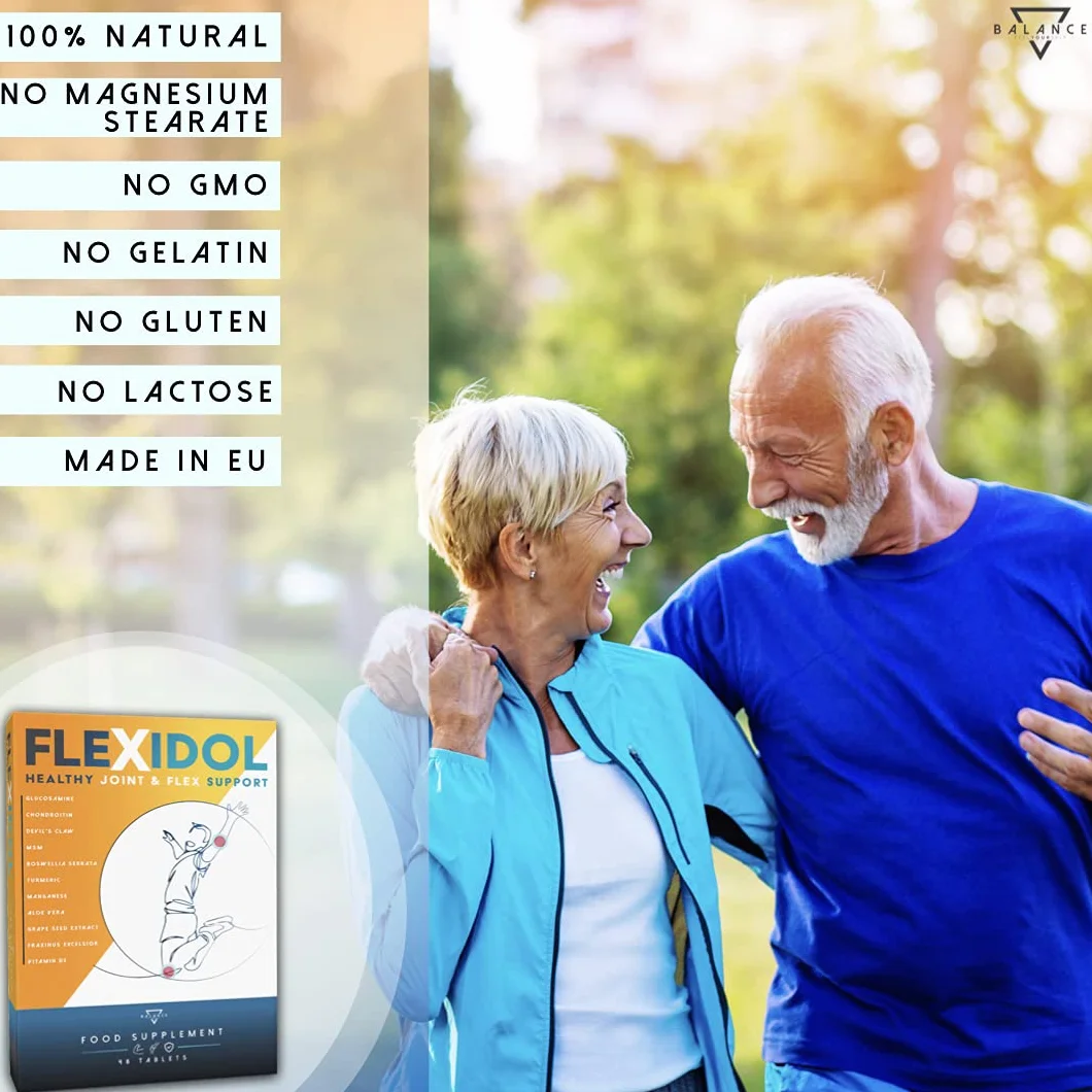 FLEXIDOL® | Glucosamina Condroitina | Integratore per dolori articolari e muscolari con MSM, Artiglio del Diavolo, Boswellia Serrata, Curcuma, Aloe, Manganese, Vitamina D3 | 48 cpr