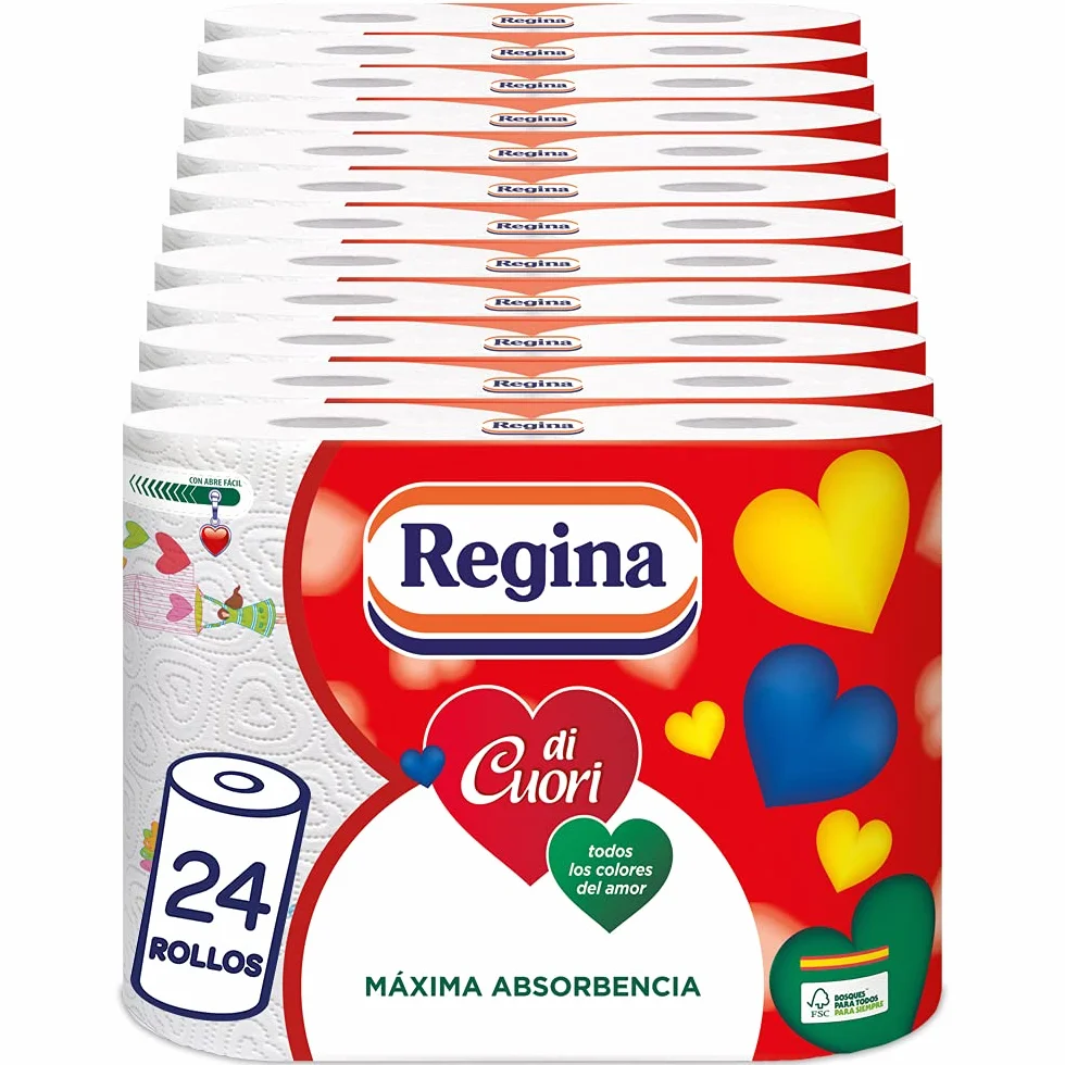 Regina Di Cuori Carta Cucina 24 Rotoli 85 Fogli 3 Strati Massima Assorbenza 65 g