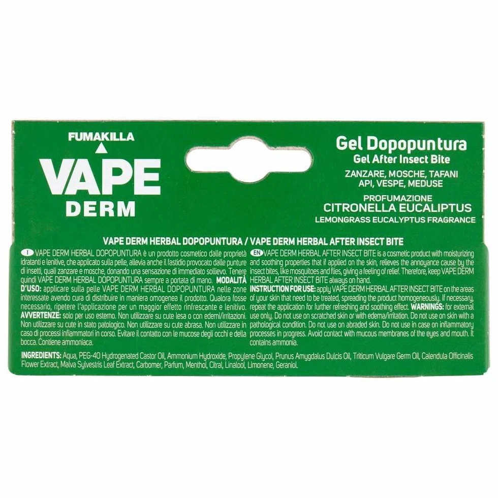 GEL DOPO PUNTURA VAPE DERM HERBAL 10 ml per PUNTURE ZANZARE MEDUSE VESPE