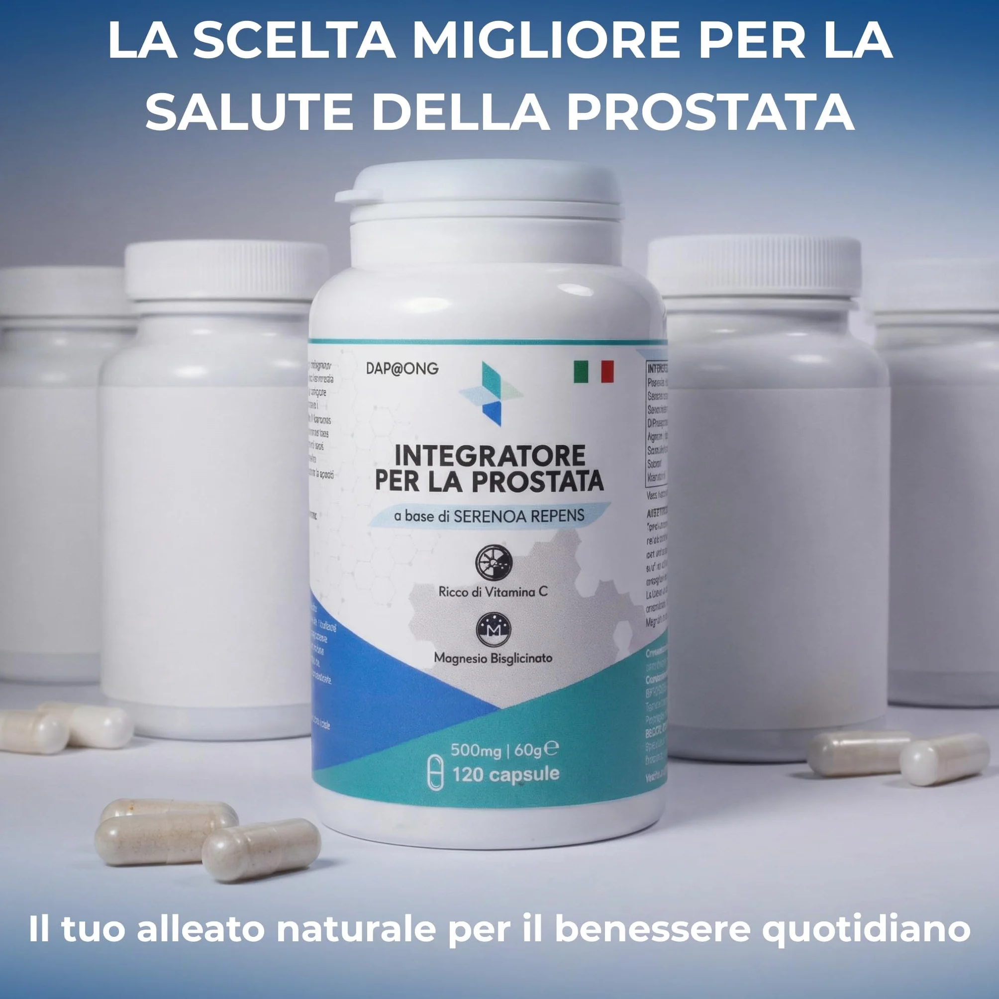 Integratore Prostata Uomo Serenoa Repens Saw Palmetto Epilobio Orthosiphon Zinco Selenio Magnesio Bisglicinato Vitamina C D3 120 Capsule