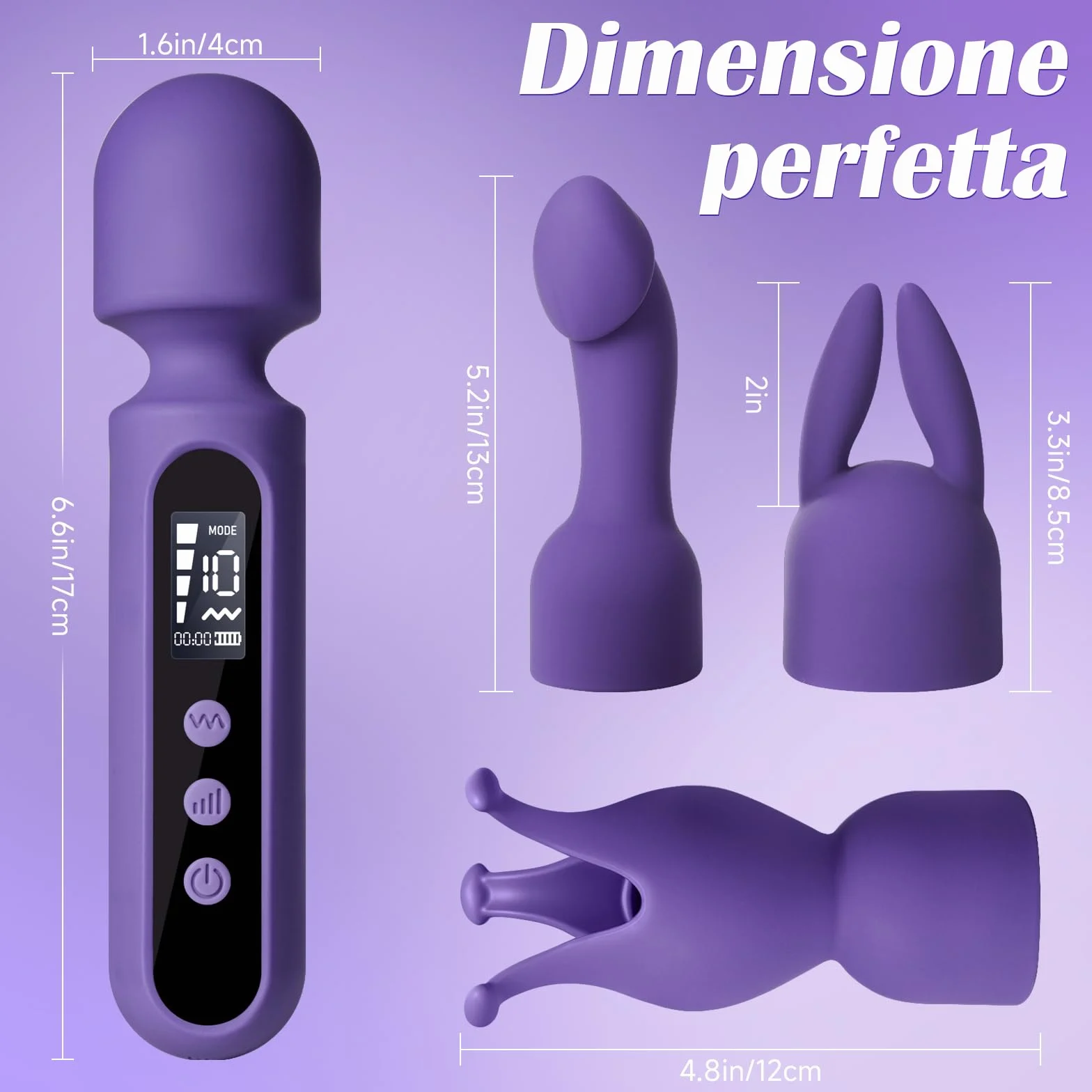 Sexytoysys Set Vibratori con 3 Accessori, 10x4 Modalità, Vibratore per Donna, Dildo Anale, Masturbatore Uomo