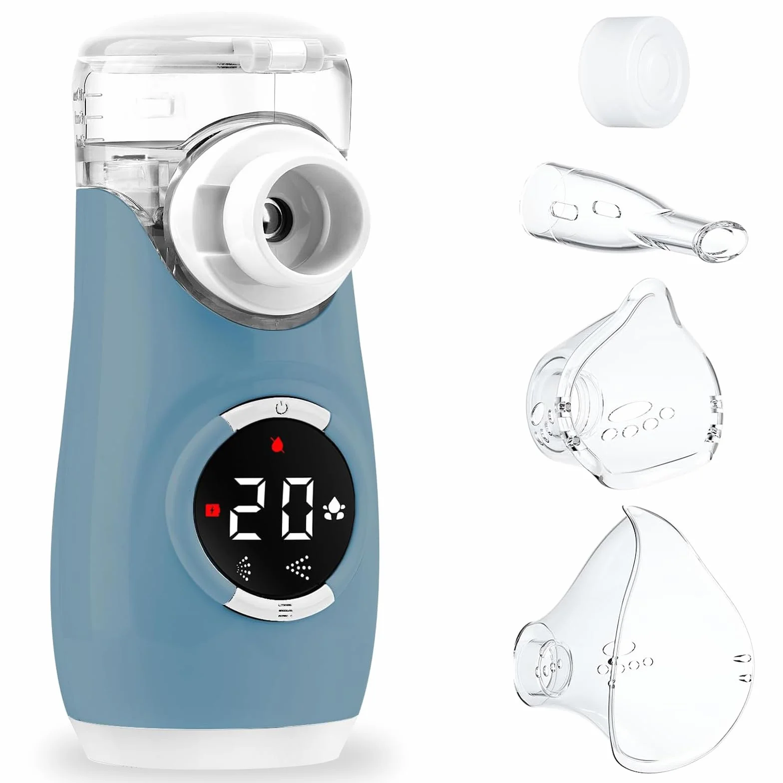 HITHINKMED Aerosol Portatile Silenzioso, Macchina Aerosol Ultrasuoni Adulti e Bambini, 2 Modalità Regolabili, USB-C Ricaricabile con Display Digitale e Funzione di Pulizia Automatica Inalatore a Rete