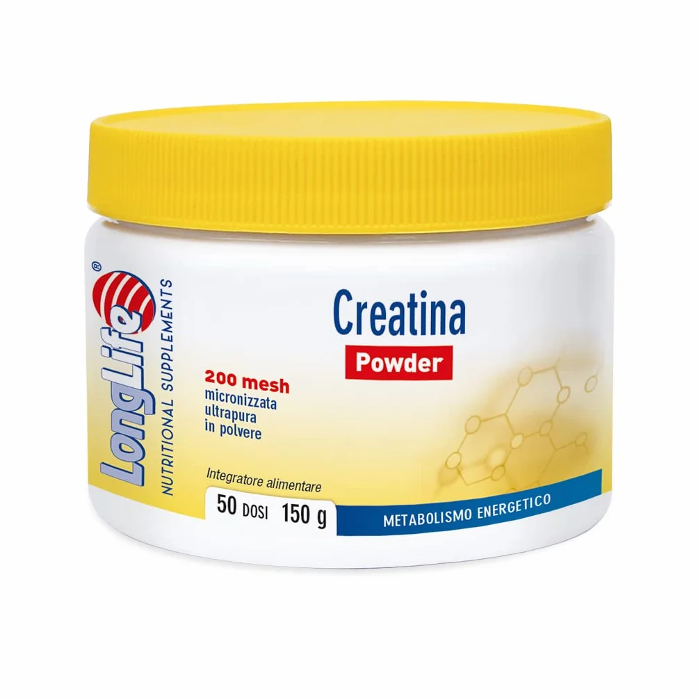 LongLife® Creatina Powder | Creatina monoidrato micronizzata ultrapura | Energia e forza muscolare | Performance fisica e sportiva | 50 dosi | Vegano e senza glutine