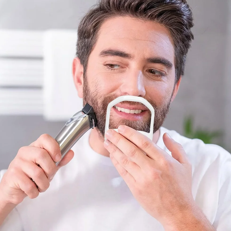 Modelli per Styling Barba,Modello per Rasatura pizzetto Modelli,Strumento per modellare e acconciare la barba,Modello Shaper Barba per Accessori Barba Modello per lo Styling Della Barba,5 Pezzi,Bianco