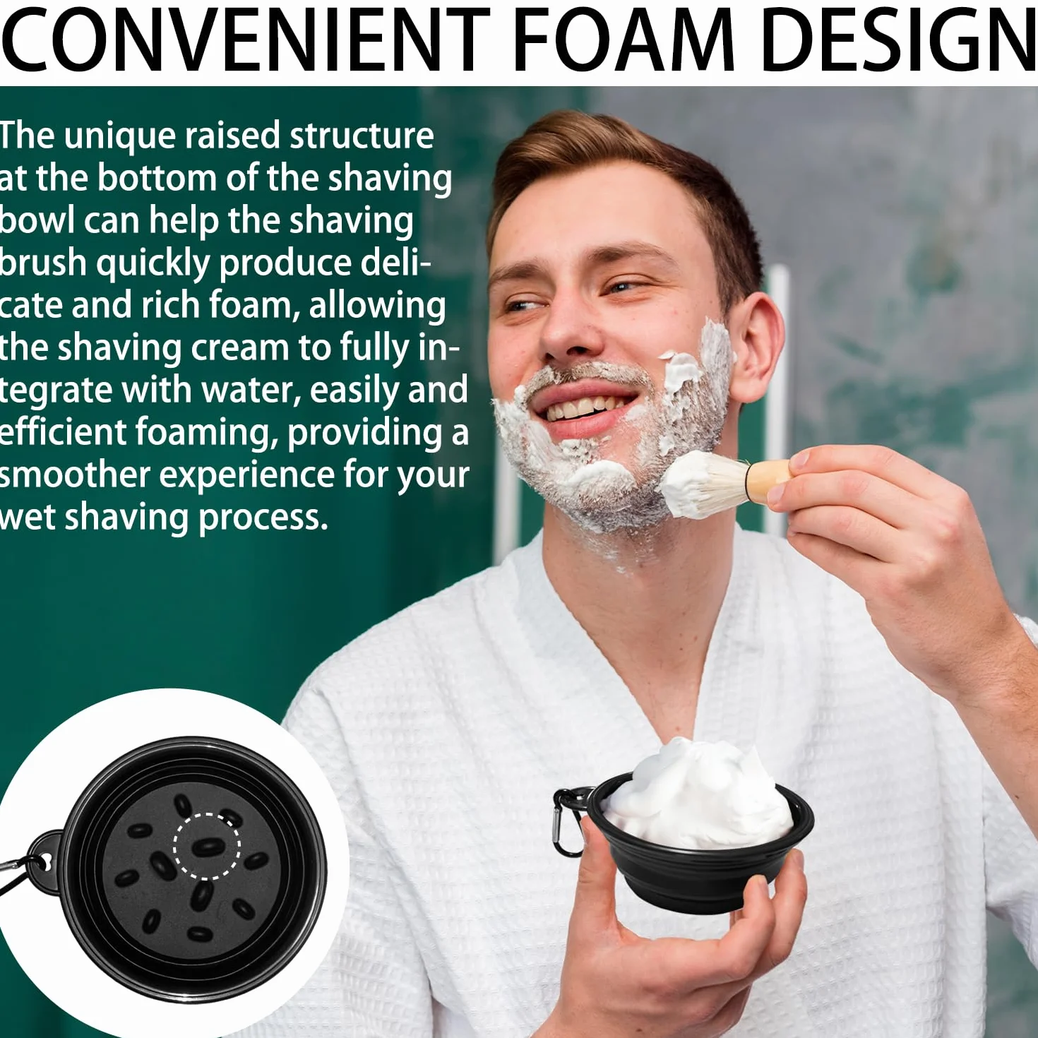 Ciotola da barba, ciotola da barba pieghevole da viaggio per crema da barba, tazza da barba in silicone per rasatura bagnata per uomini